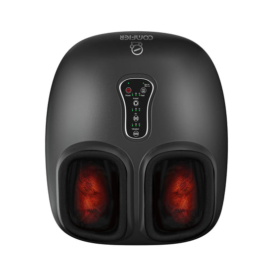 COMFIER Shiatsu masajeador de pies con calor, vibración, máquina masajeador de pies de compresión para fascitis plantar, dolor de neuropatía, regalos para ella, se adapta a tamaños de hasta 13