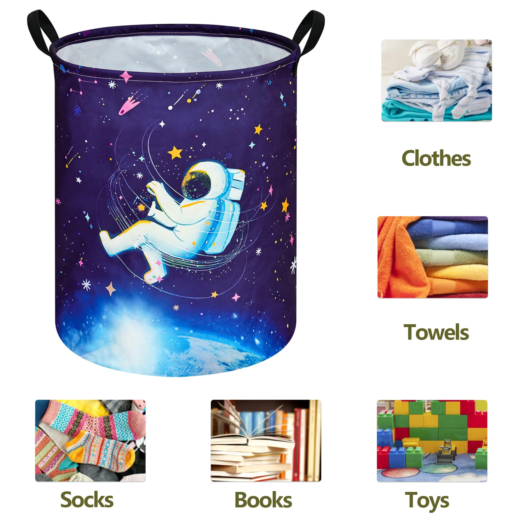 ACMUUNI Cesta de ropa con asas para niños, niñas, sala de juguetes, dormitorio, guardería, hogar, cesta de regalo