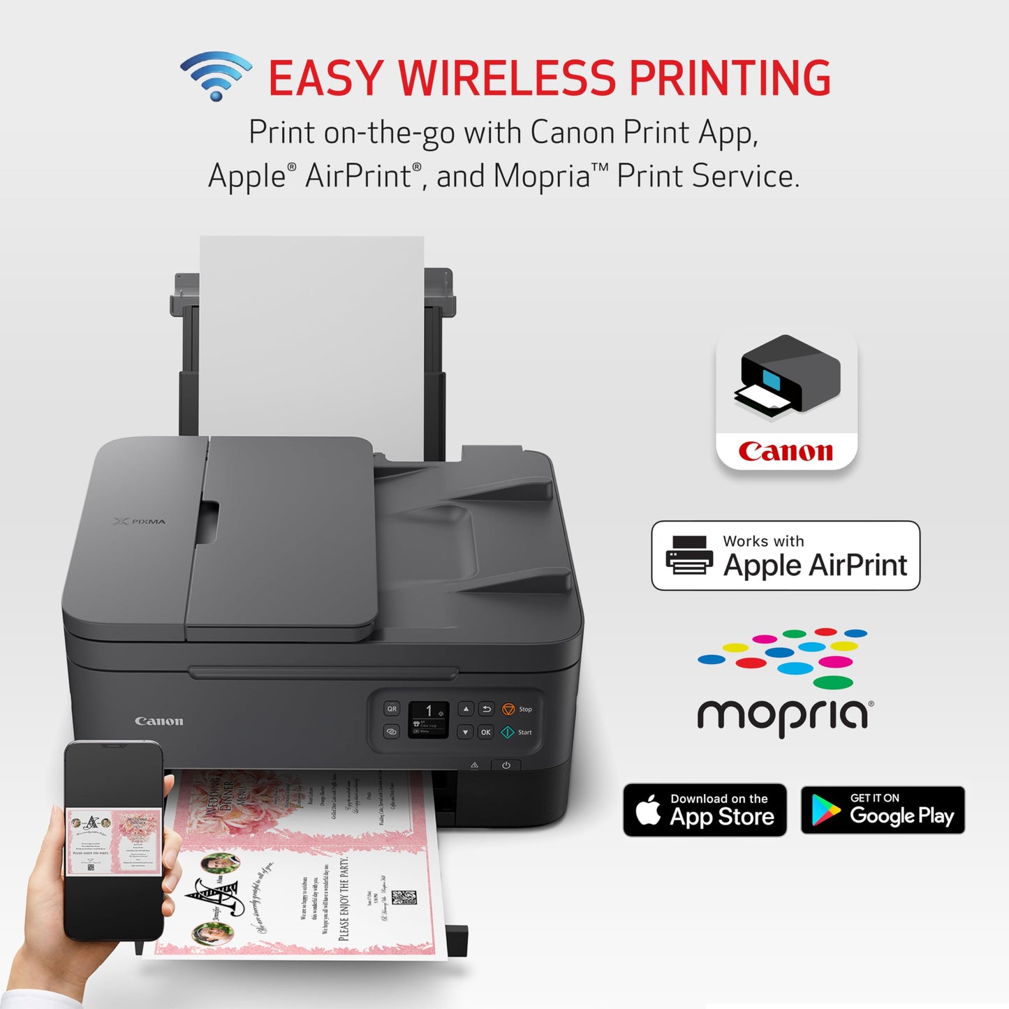 Canon PIXMA TR7020a Impresora de inyección de Tinta a Color inalámbrica Todo en uno, con impresión dúplex, impresión móvil y alimentador automático de Documentos, Negro, Funciona con Alexa