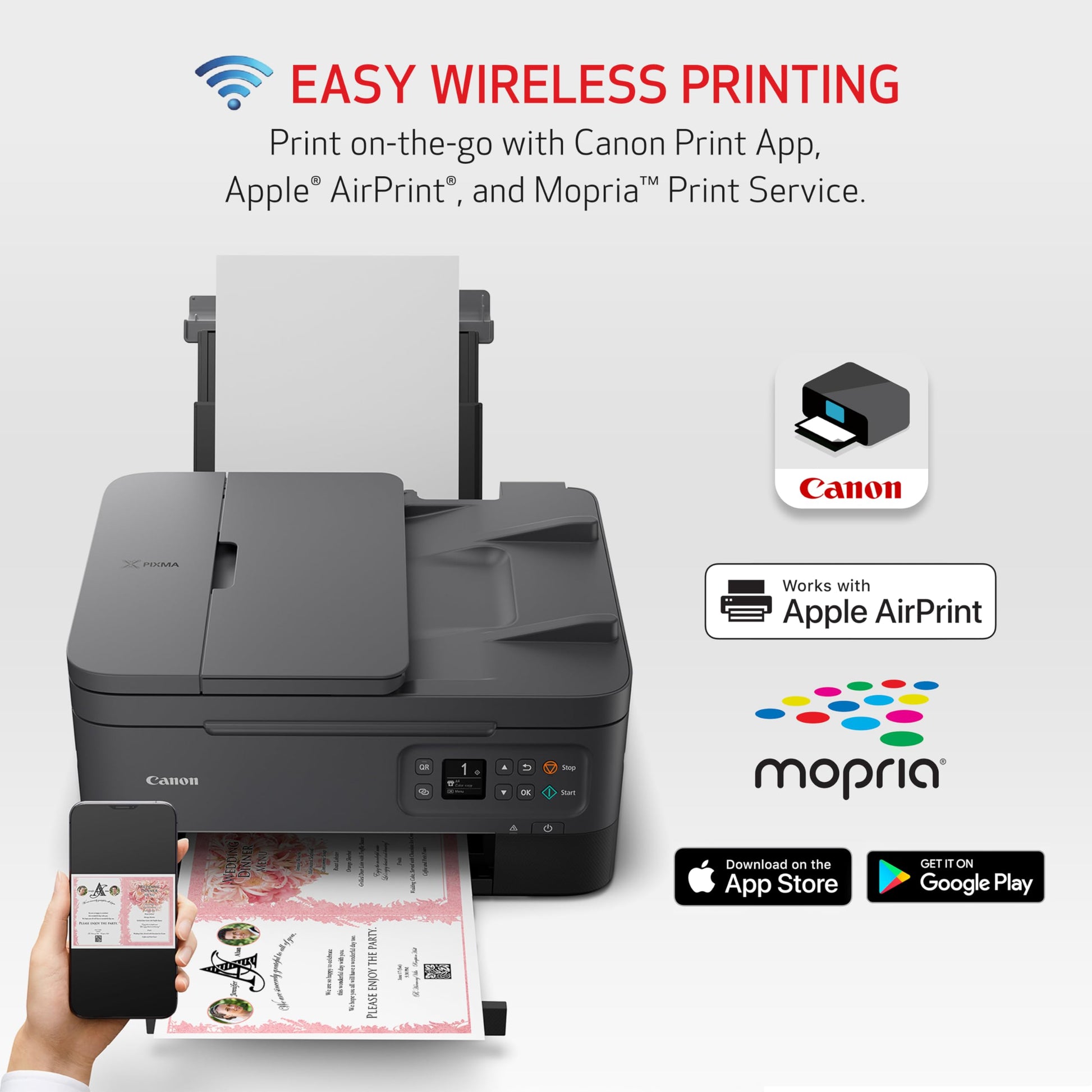 Canon PIXMA TR7020a Impresora de inyección de Tinta a Color inalámbrica Todo en uno, con impresión dúplex, impresión móvil y alimentador automático de Documentos, Negro, Funciona con Alexa