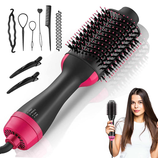 Cepillo Secador de Cabello 4 en 1 1000W con 9 Accesorios y 3 Modos para Mujer