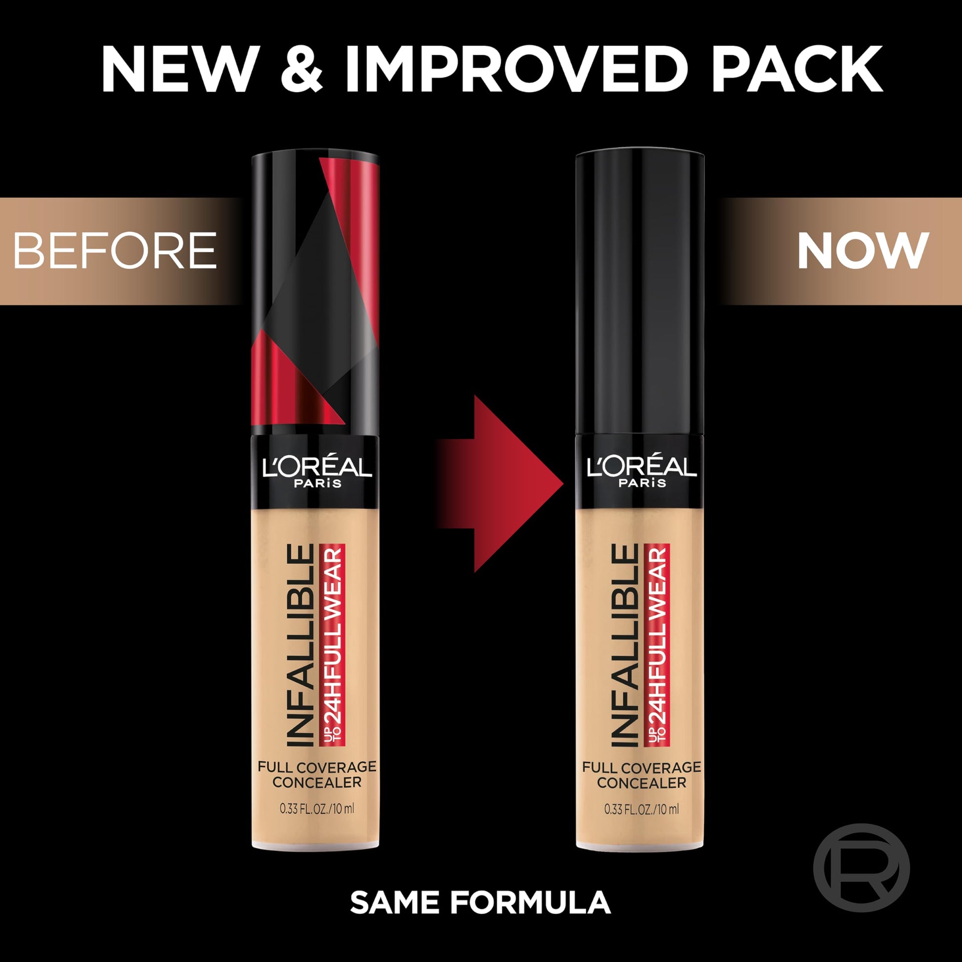 L'oreal Paris Cosmetics Infallible Corrector de uso completo, impermeable, cobertura completa, vainilla, 0.33 onzas líquidas, Latte, 0.33 Fluid Ounce