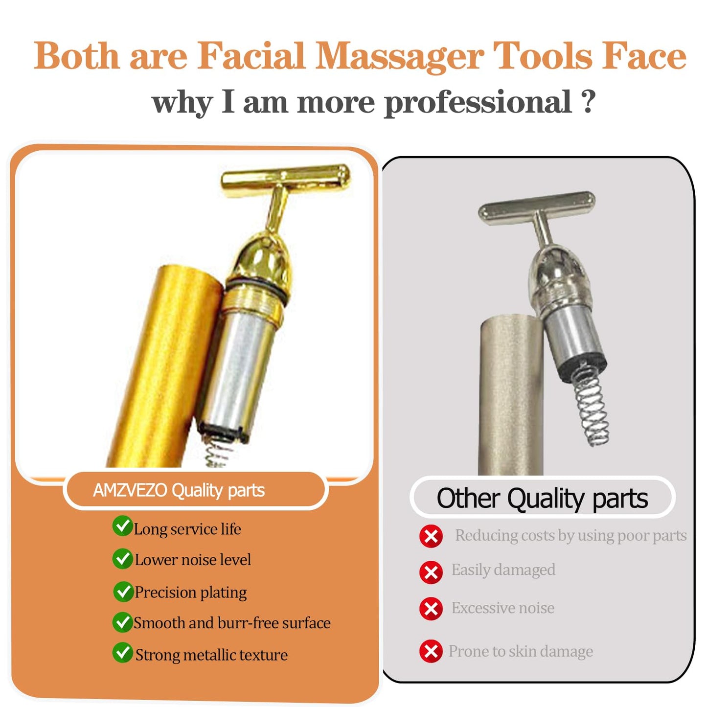 AMZVEZO Beauty Bar masajeador facial de oro de 24 quilates, herramienta en forma de T para el cuidado de la piel con diseño ergonómico (gris)