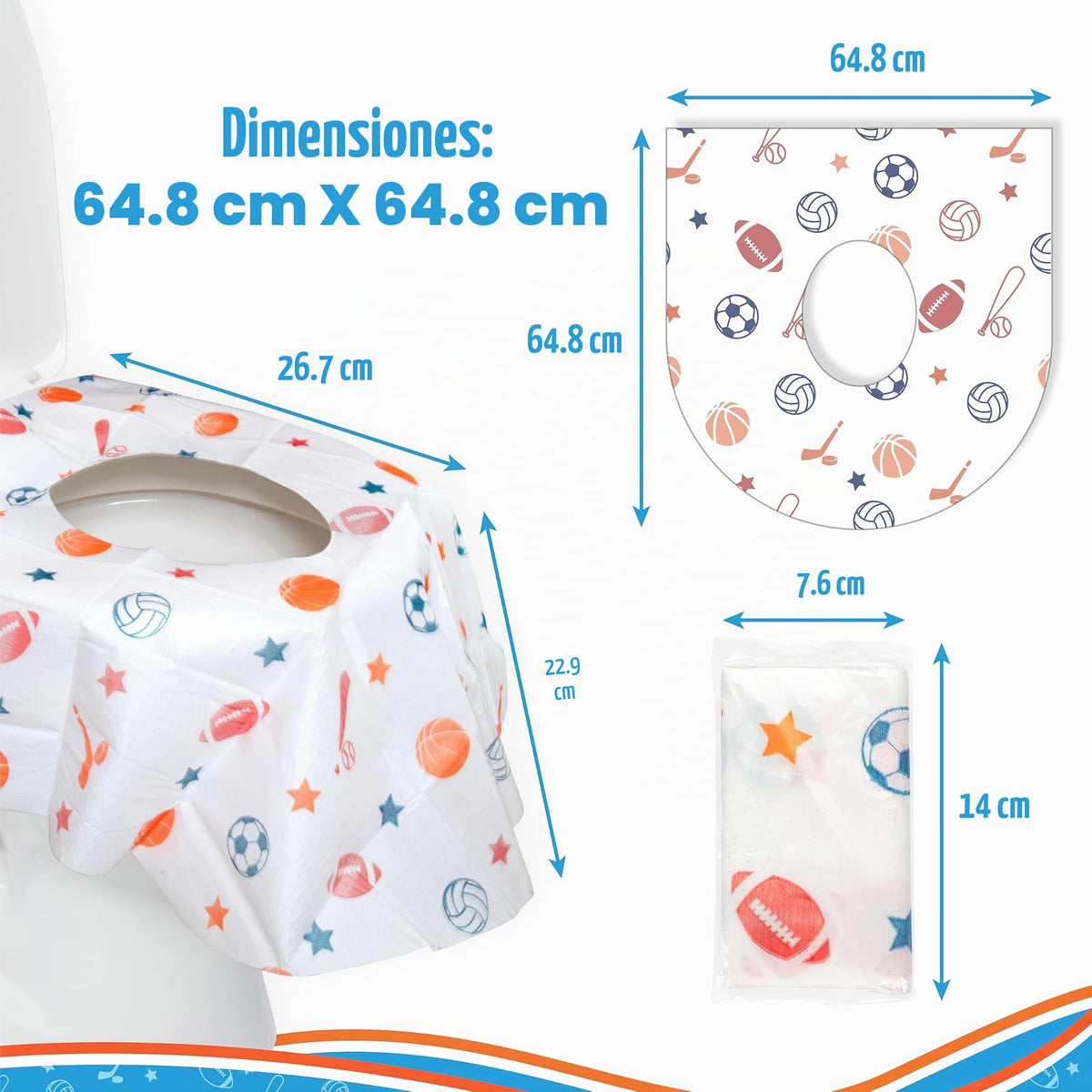 Fundas de asiento de inodoro desechables para niños y adultos (paquete de 20) protección contra inodoros públicos, impermeables, envueltas individualmente, forro de plástico para no remojarse, XL para