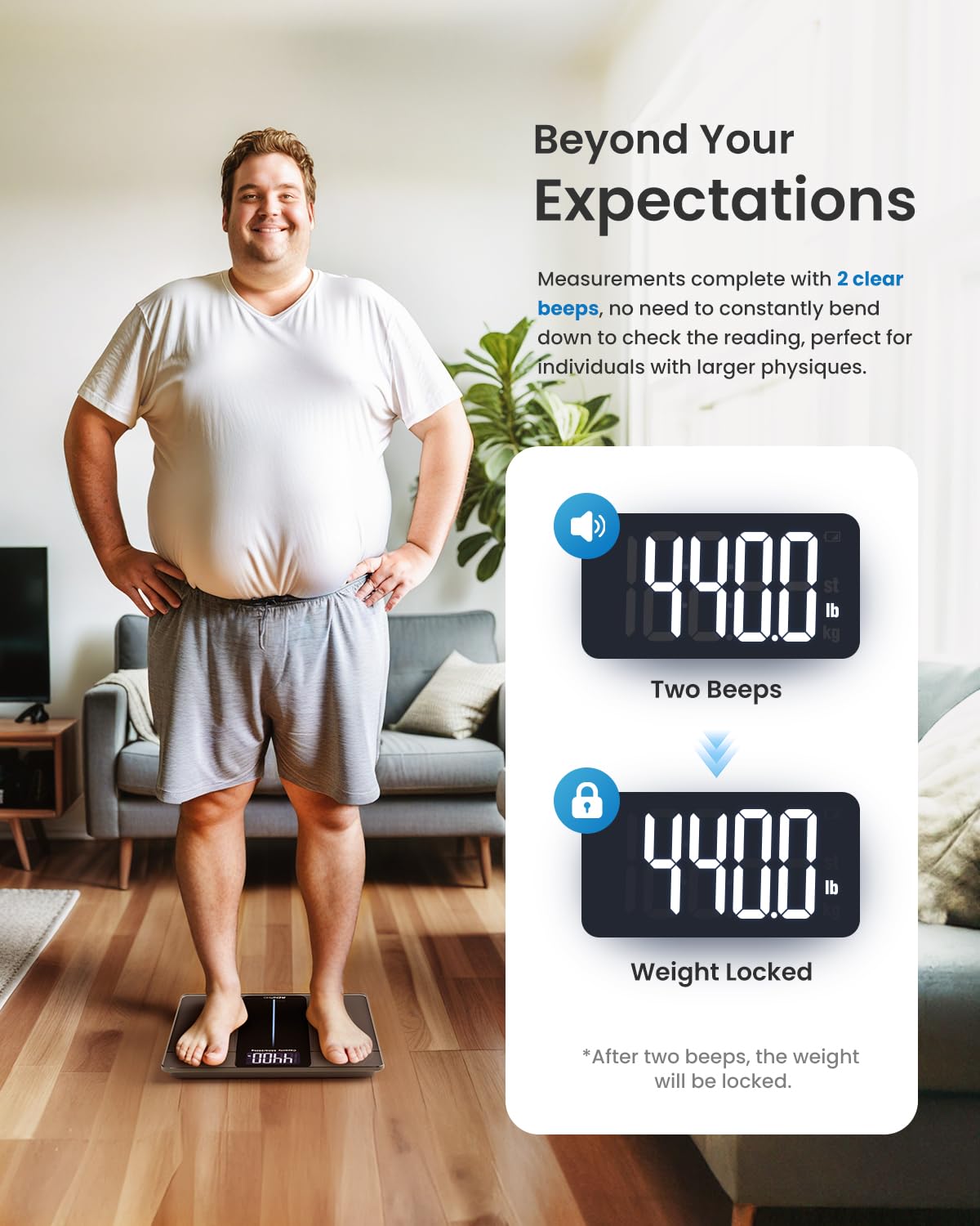 Báscula de Baño RENPHO 550 lb Alta Precisión Pantalla LCD Baterías Incluidas