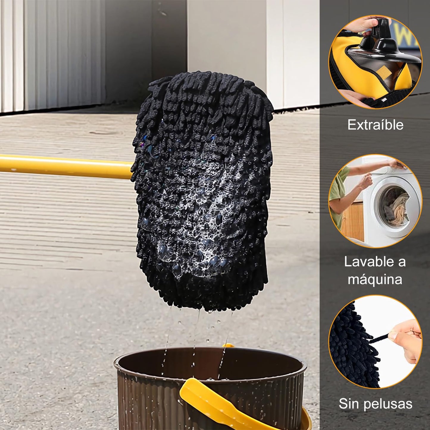 Cepillo Chenilla PANGP Azul con Mango Extensible para Limpieza de Carros, SUV y Camiones