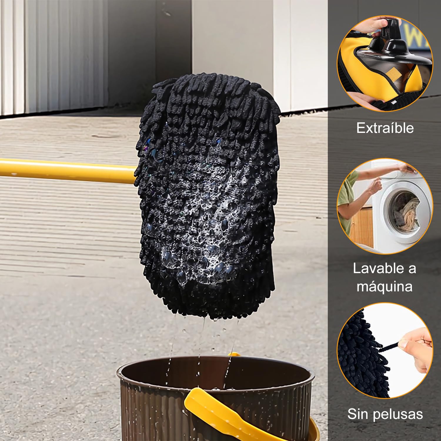 Cepillo Chenilla PANGP Azul con Mango Extensible para Limpieza de Carros, SUV y Camiones