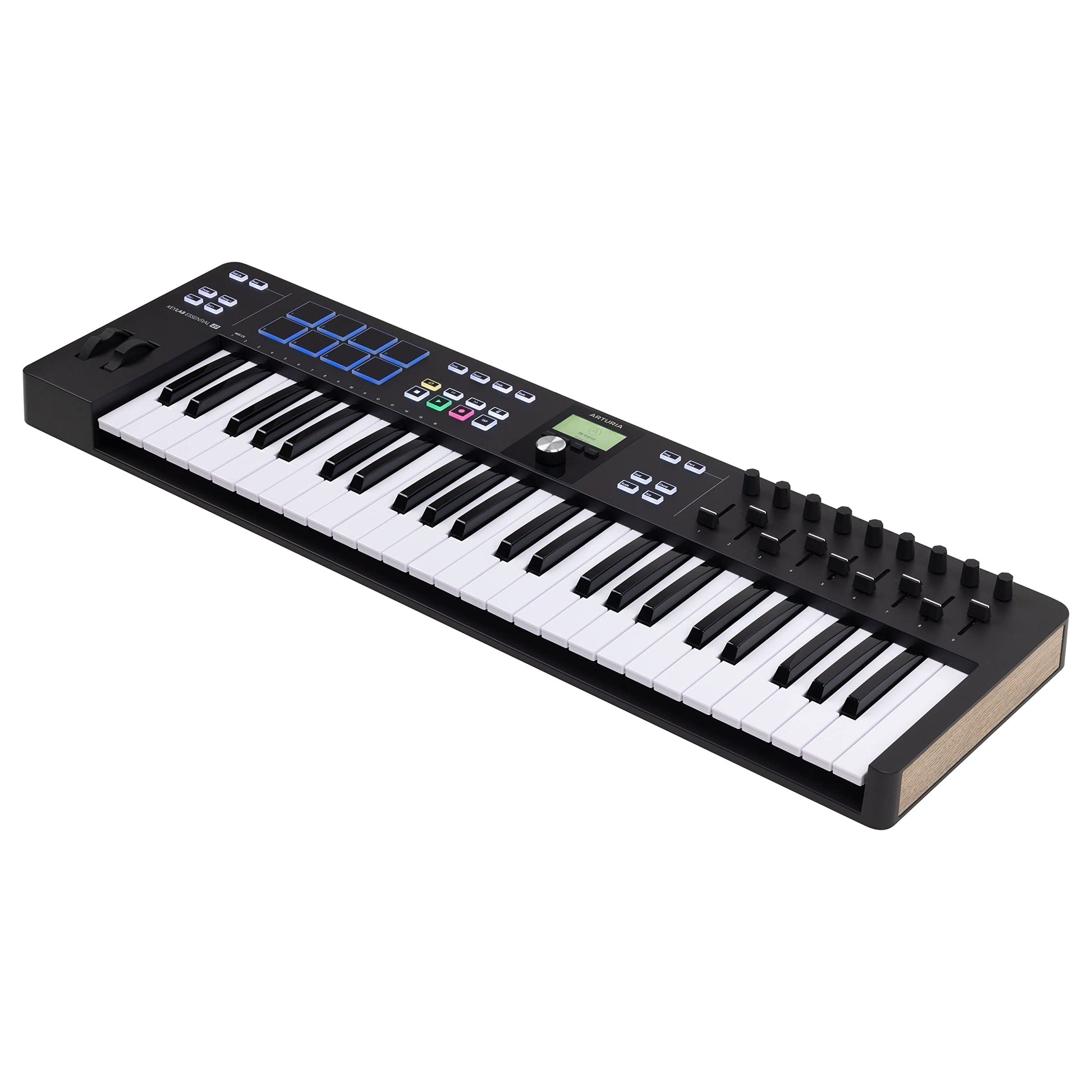 Arturia KeyLab Essential 49 mk3 - Teclado driver MIDI para producción musical, paquete de software todo en uno - 49 teclas, 9 codificadores, 9 atenuadores, 1 rueda de modulación, 1 rueda de curvatura, 8 almohadillas para orejas, negro