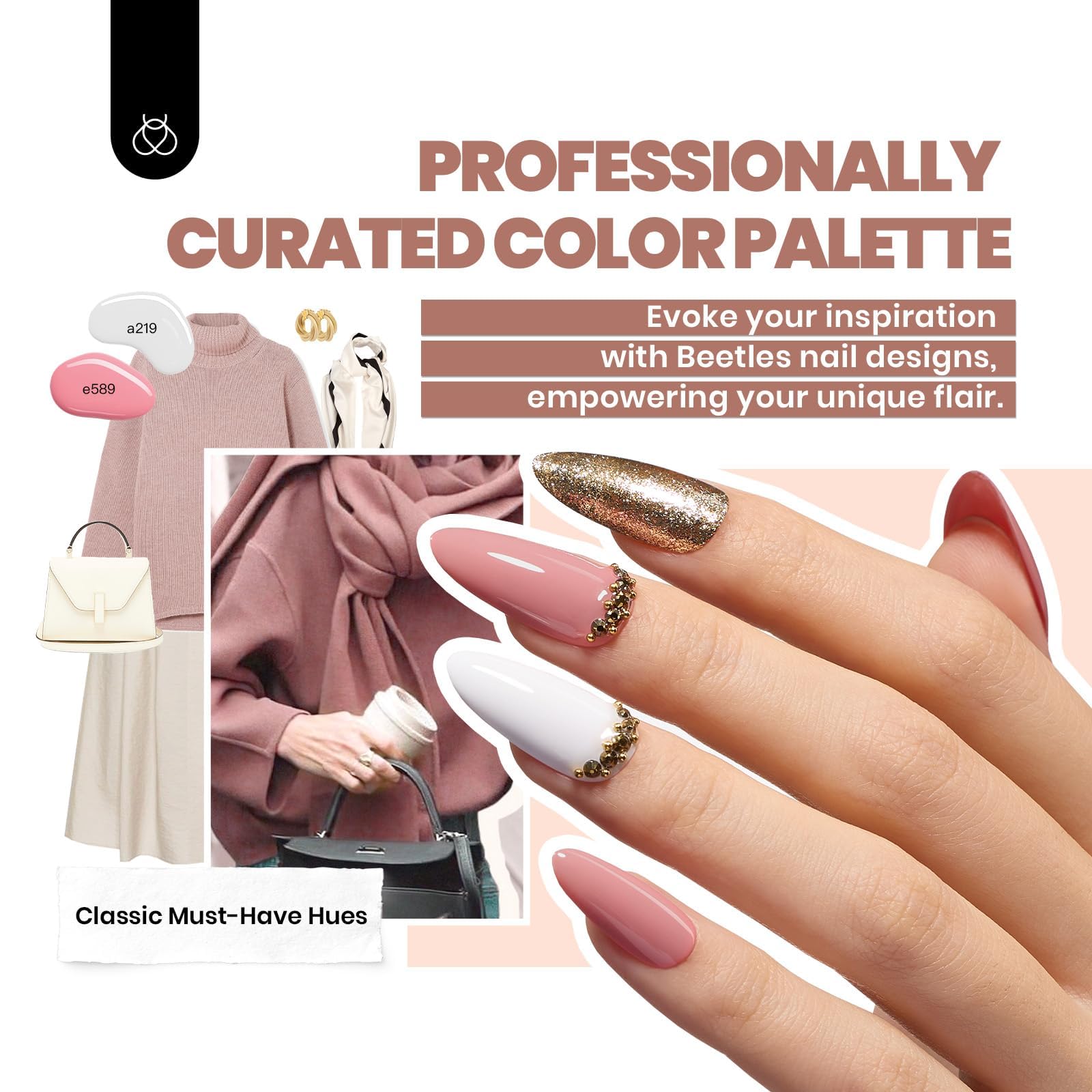 Beetles Gel Nail Polish 25 Colors Gel Polish Set Nude Blue Pink Red Gel Polish Chic Outfits Collection with 3Pcs Base Top Coat Gel Winter Manicure Kit Salon DIY Home Valentines Gift for Women Girls