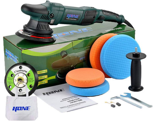 HONE HNPR615B - Pulidora orbital de 15 mm de largo, para detallar automóviles, pulidora de doble acción de 152 y 127 cm, 850 W, con velocidad variable, HNPR615B