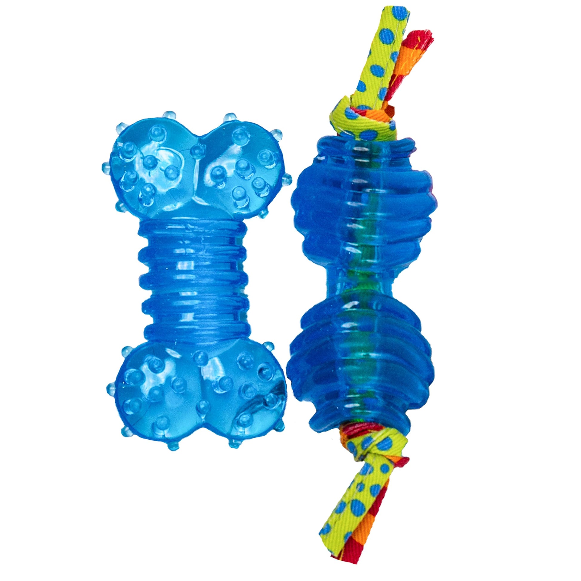 Juguetes Masticables Petstages Mini Orka Azul Paquete de Hueso y Mancuernas para Perros