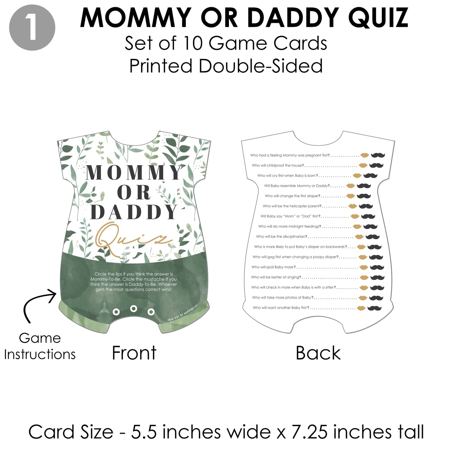 Big Dot of Happiness Boho Botanical Baby – 4 juegos de baby shower – 10 cartas cada una – Who Knows Mommy Best, Mommy or Daddy Quiz, What in Your Purse and Oh Baby – Paquete Gamerific