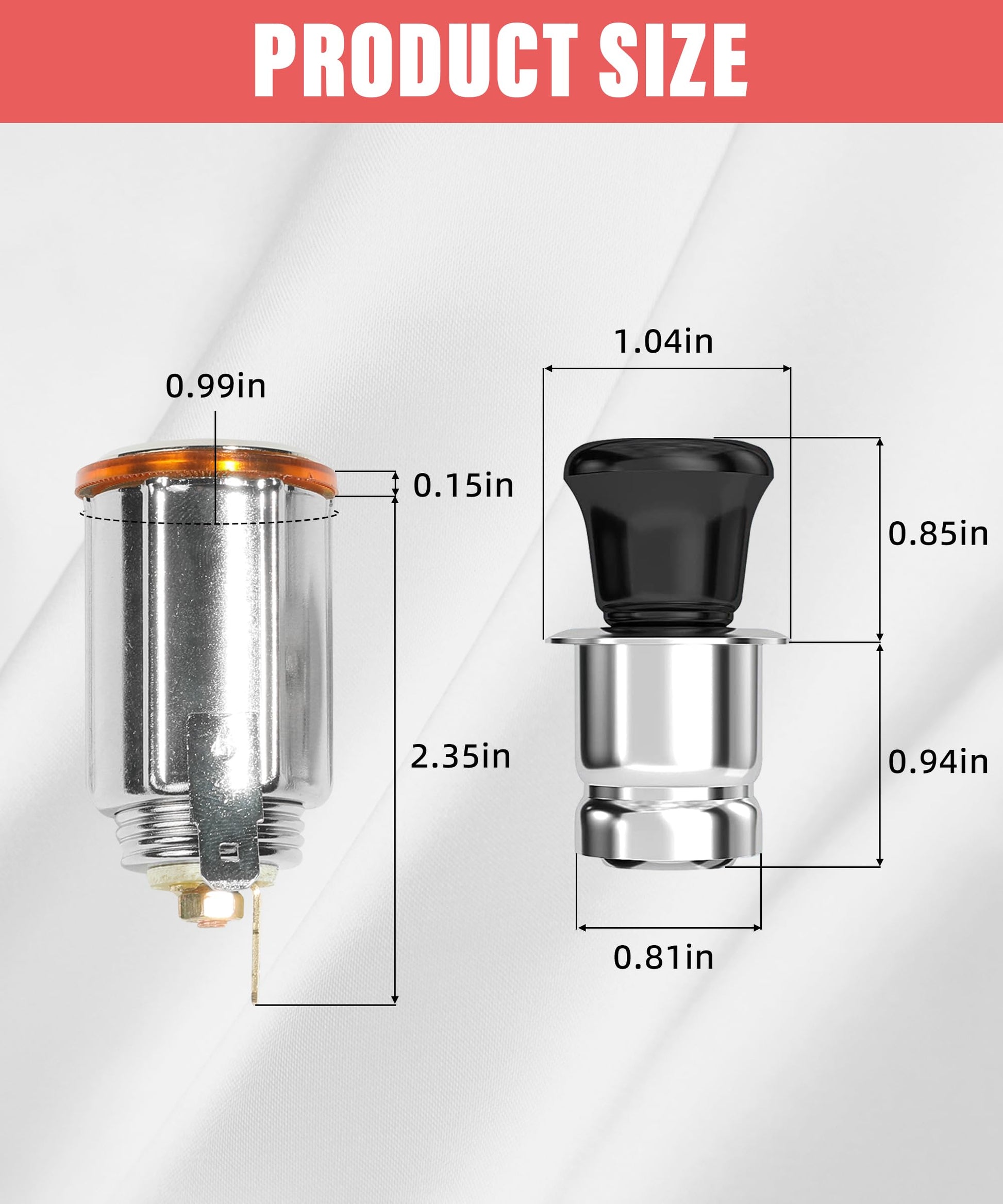 Zlirfy - Encendedor de cigarrillos de coche con cable, enchufe para encendedor de cigarrillos de coche, encendedor de cigarrillos automático de 12 V con botón de expulsión, accesorio de repuesto para