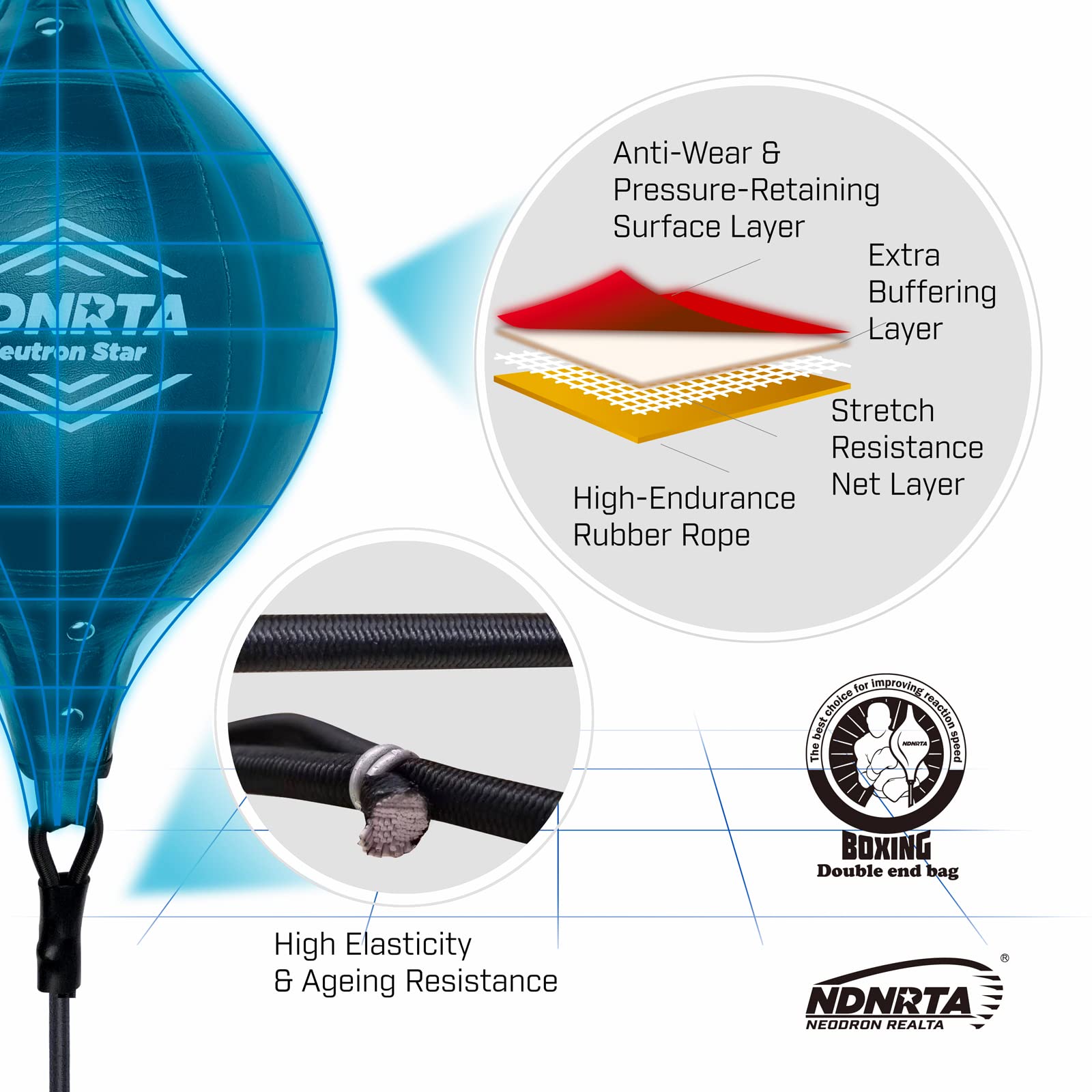 Bolsa de Boxeo de Doble Extremo NDNRTA Clásica Mejorada Duradera para Gimnasio en Casa