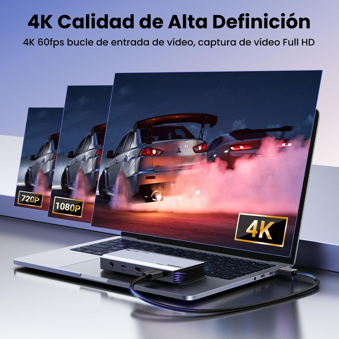 UGREEN 4K@60Hz Capturadora de Video, HDMI a USB C Tarjeta de Captura Full HD 1080P@120Hz, USB 3.0 con VRR y HDR para Transmisión, Juegos, Compatible con Switch 2, PS5 PS4 Xbox Series X/S, DSLR Camera