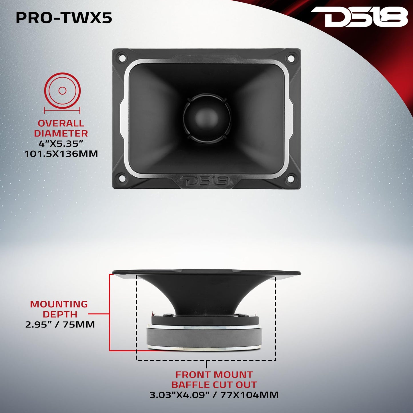 DS18 PRO-TWX5 - altavoz de agudos Super Bullet de aluminio de 1.5 pulgadas VC 500W Max, 250W RMS, 4 ohmios con tweeters integrados son los mejores en el mercado de audio profesional y Voceteo (1