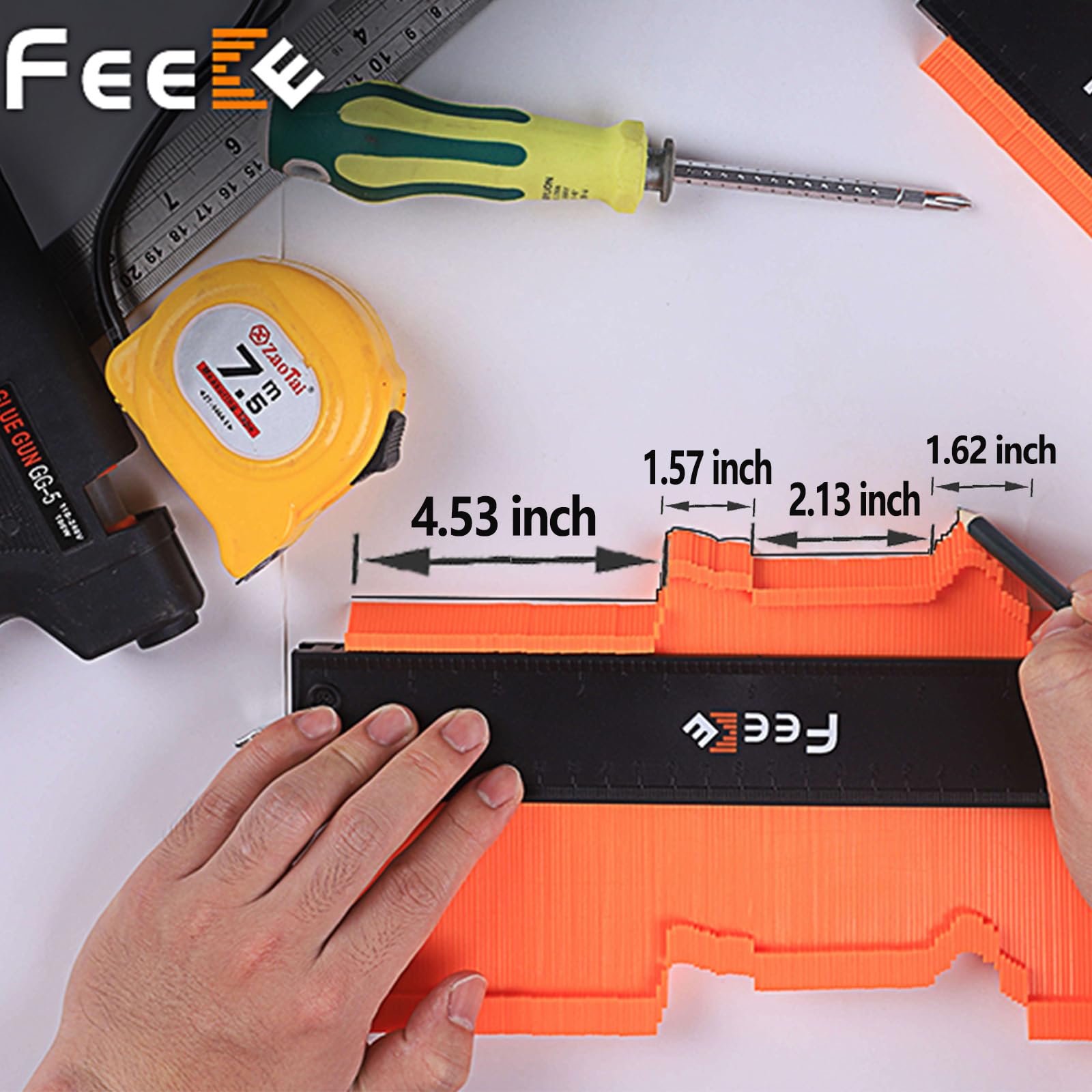 Medidor de Contorno con Herramienta de Perfil de Bloqueo 12 Pulgadas para Hombre