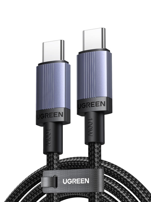 Cable USB C a C UGREEN 100W Negro Carga Rápida Compatible con iPhone 16 Pro Max, Galaxy S25 Ultra, iPad Pro, Macbook, Pixel para Hombre y Mujer