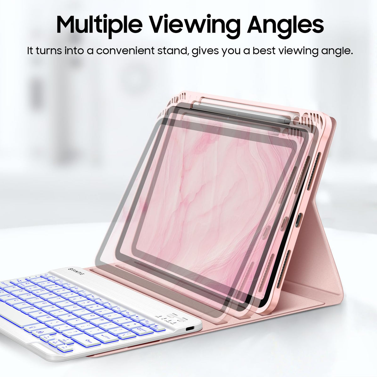 Funda con Teclado iPad Air Fintie Negra TPU Suave con Teclado Bluetooth Desmontable magnéticamente