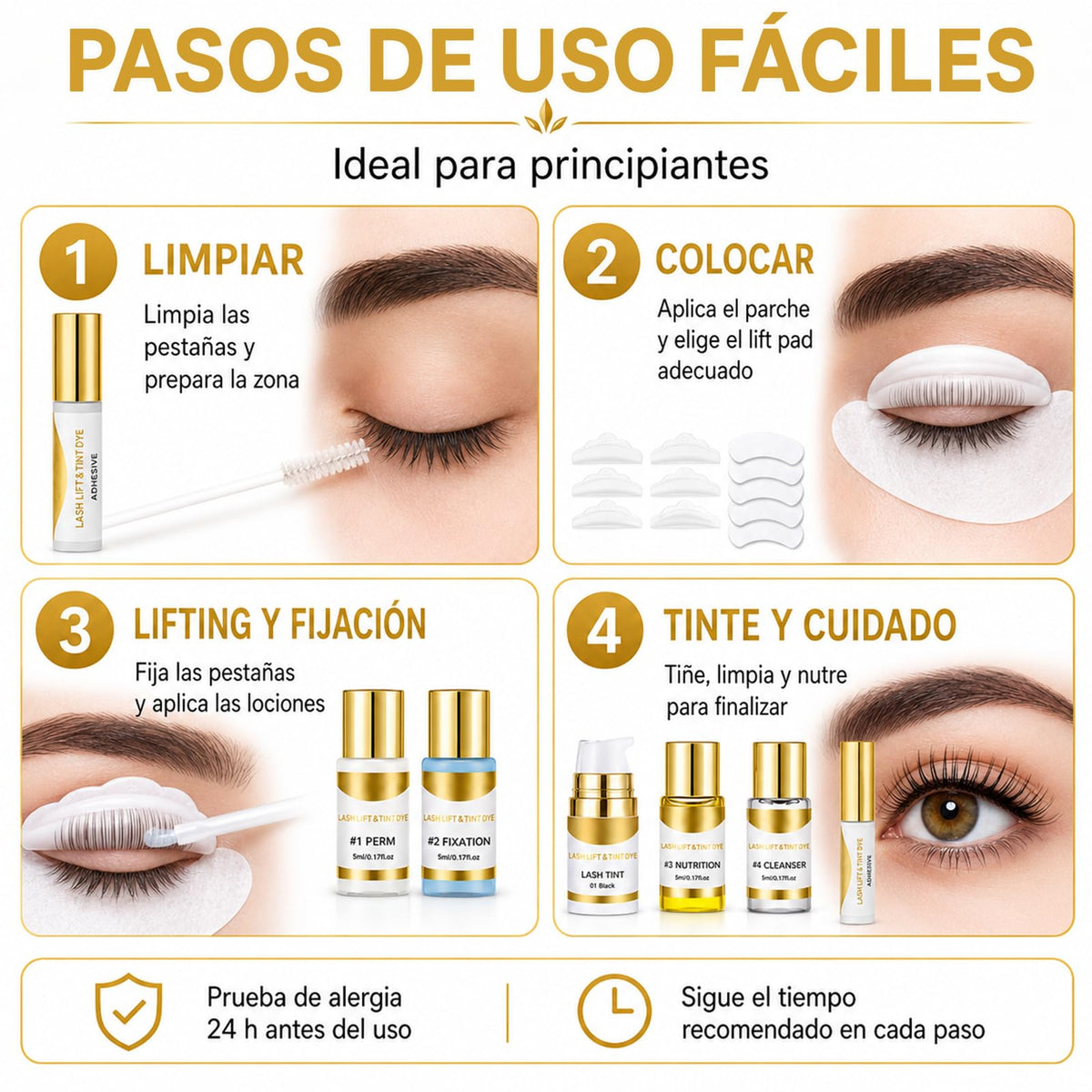 Kit de Pestañas Permanentes, Lash Lifting Kit con Permanente en Frío, Seguro y Rápido, Rizado de Larga Duración de 3 Meses, Imprescindible para el Salón en Casa, Adecuado para Todo Tipo de Pestañas