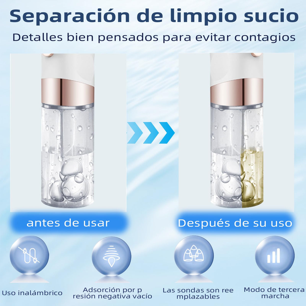 Removedor de Espinillas,Limpiador de Poros faciais,separação de sujeira por microbolhas com 6 ponteiras de sucção substituíveis e 3 modos,Succionador de Puntos Negros USB Recargable, unissex.