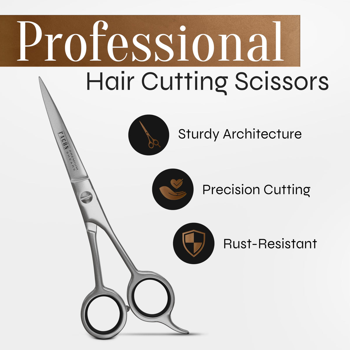 Facón Professional Razor Edge Barber Hair Cutting/Thinning Scissors Set - Japanese Stainless Steel - 6.5" Length - Fine Adjustment Tension Screw - Salon Quality Premium Shears (The Alpha)