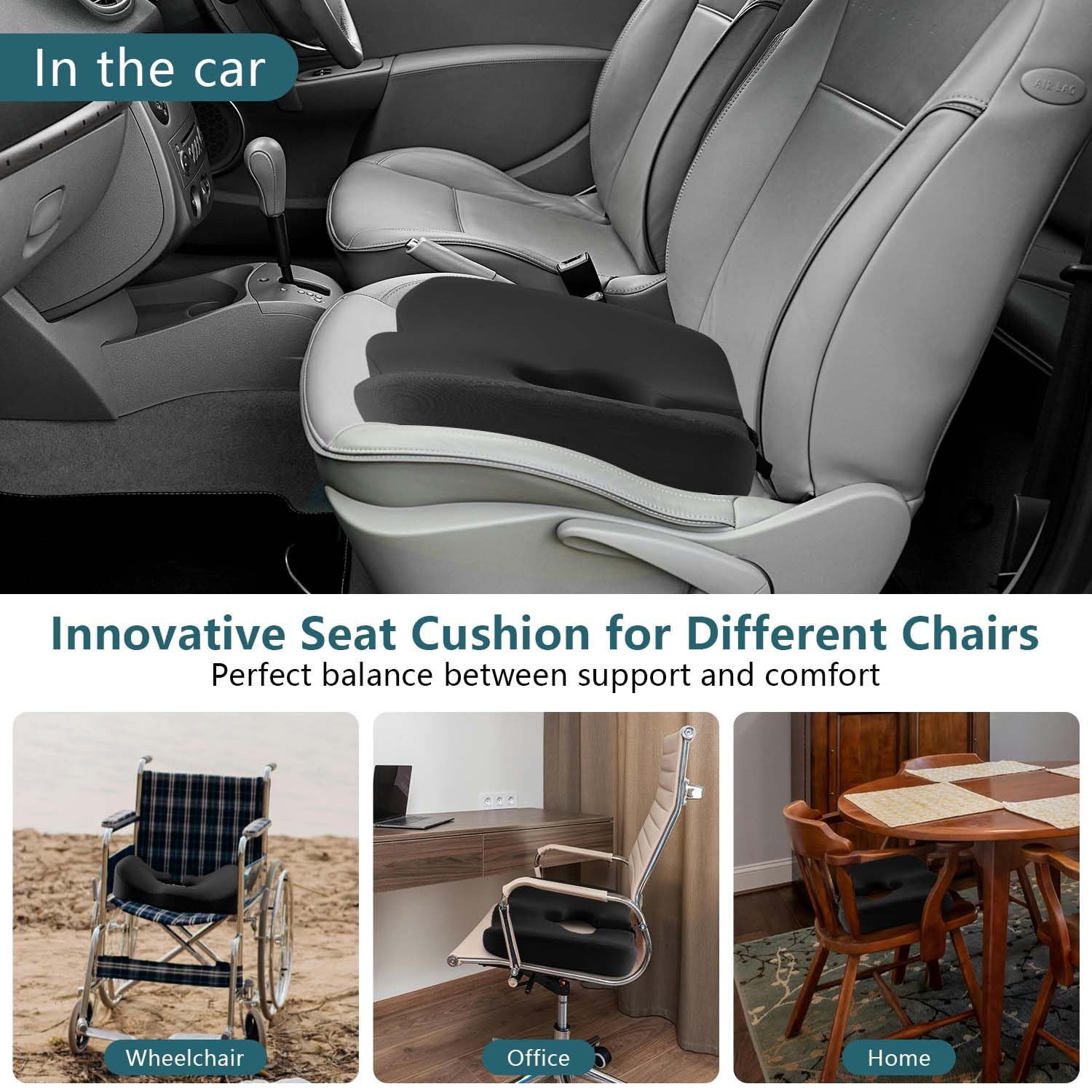 Almohada Cojín de Silla de Ruedas Mejorada para Alivio de Dolor de Coxis, Hemorroides y Úlceras por Presión