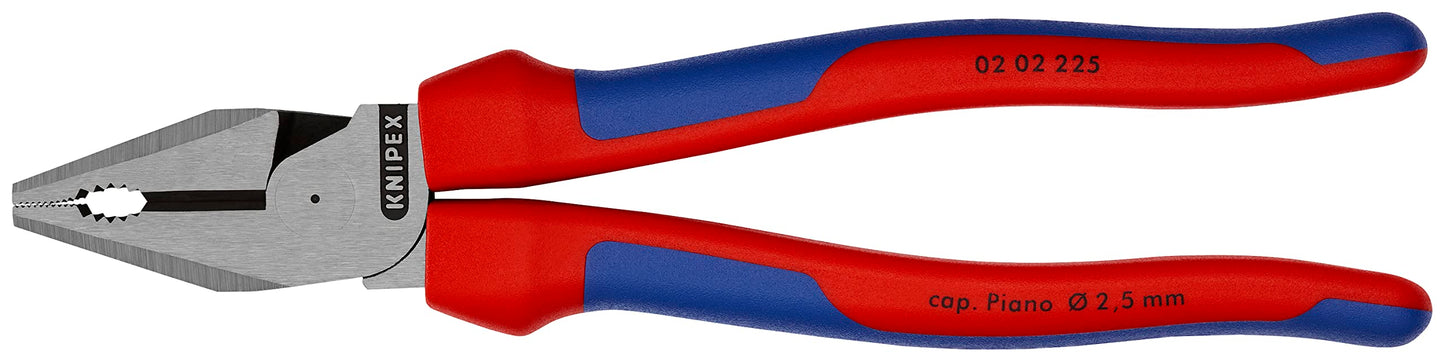 Knipex 02 02 225 Sb Alicate Universal para Trabajos Pesados Atramentado con Fundas en Dos Componentes, 225 mm, Negro