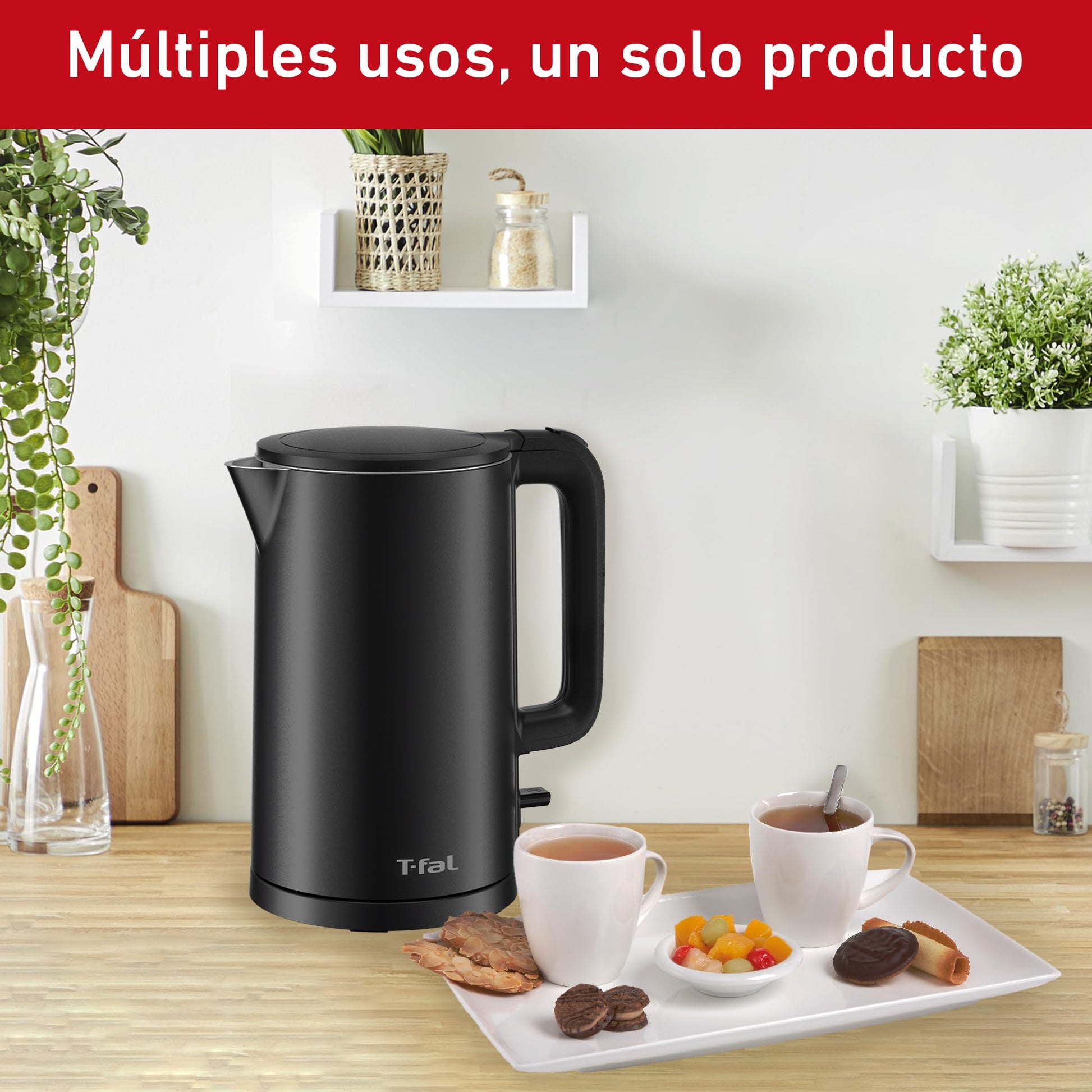 Hervidor Eléctrico T-fal Negro 1.5 L Seguro al Tacto con Potencia de 1350 W y Base 360°