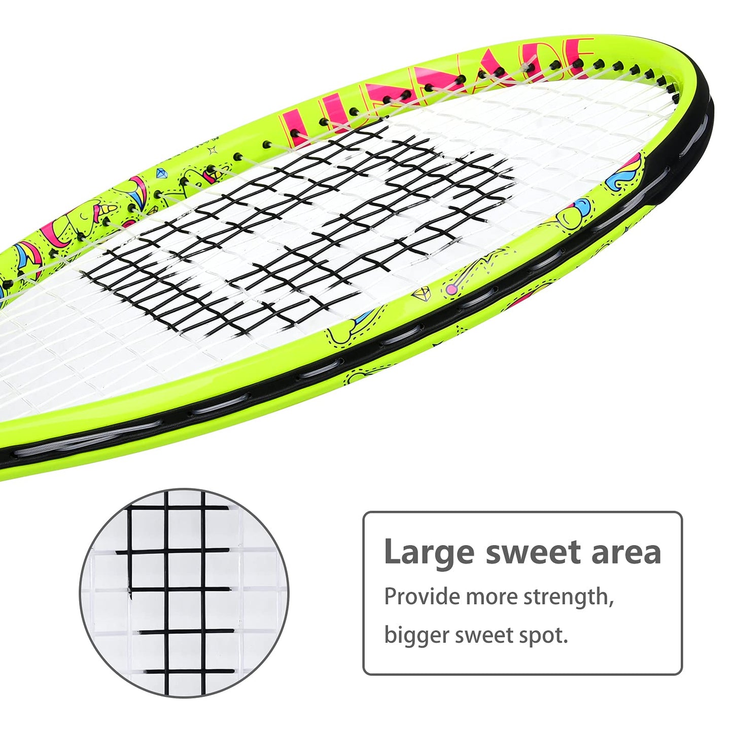 LUNNADE - Raqueta de tenis para niños pequeños, 19/21/23/25 pulgadas con cubierta, adecuada para niños y niñas principiantes de 3 a 12 años