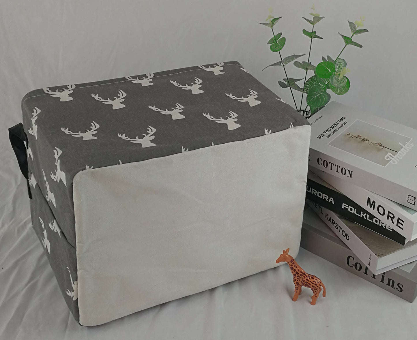 KUNRO cubeta rectangular de juguetes impermeable para guardería, decoración del hogar, clóset, recámara de los niños, lavandería, bebé, regalo, cestas (ciervo gris)