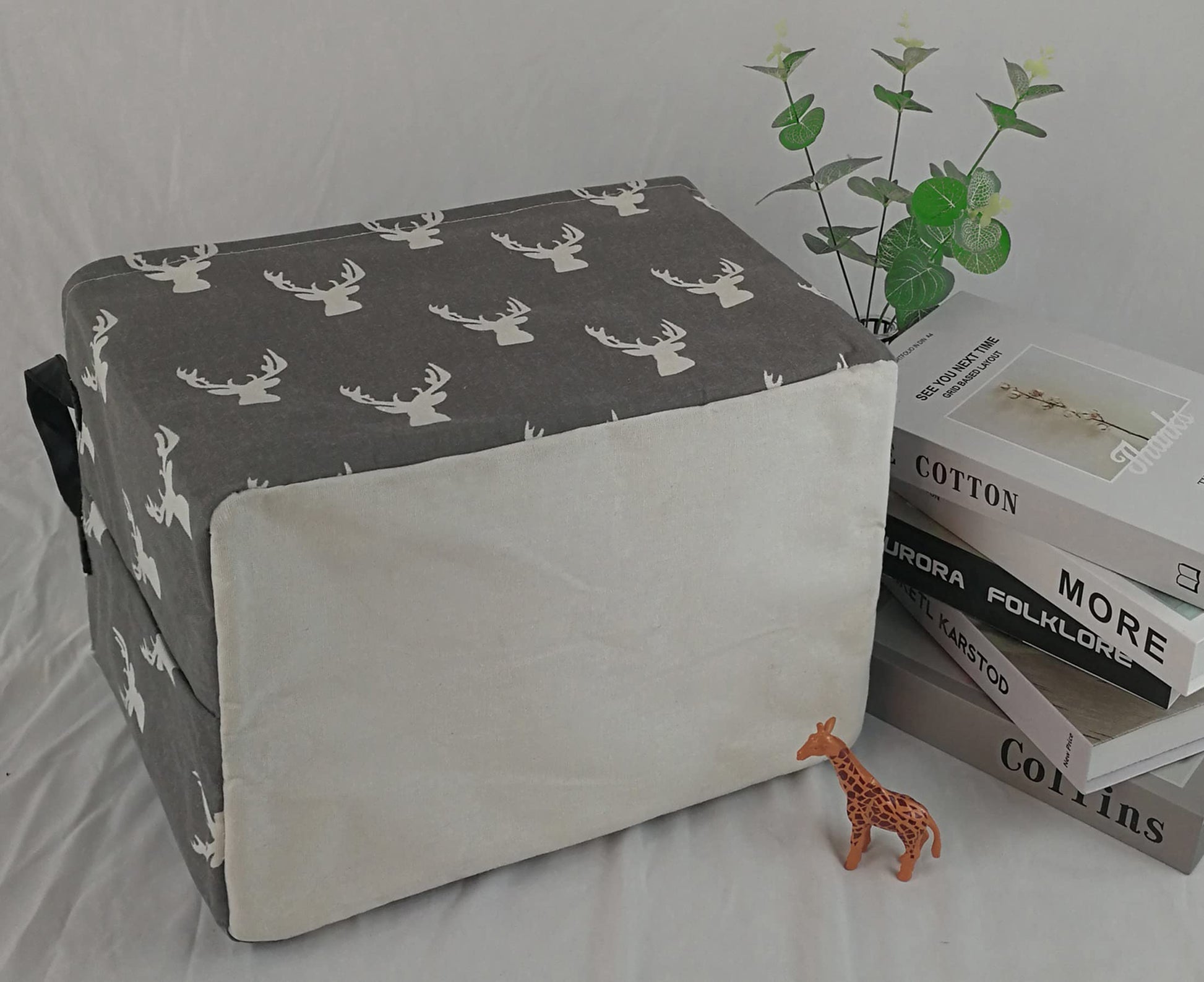 KUNRO cubeta rectangular de juguetes impermeable para guardería, decoración del hogar, clóset, recámara de los niños, lavandería, bebé, regalo, cestas (ciervo gris)