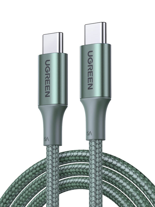 Cable USB Tipo C UGREEN Verde 100W Carga Rápida 1M para MacBook, iPad, Galaxy e iPhone
