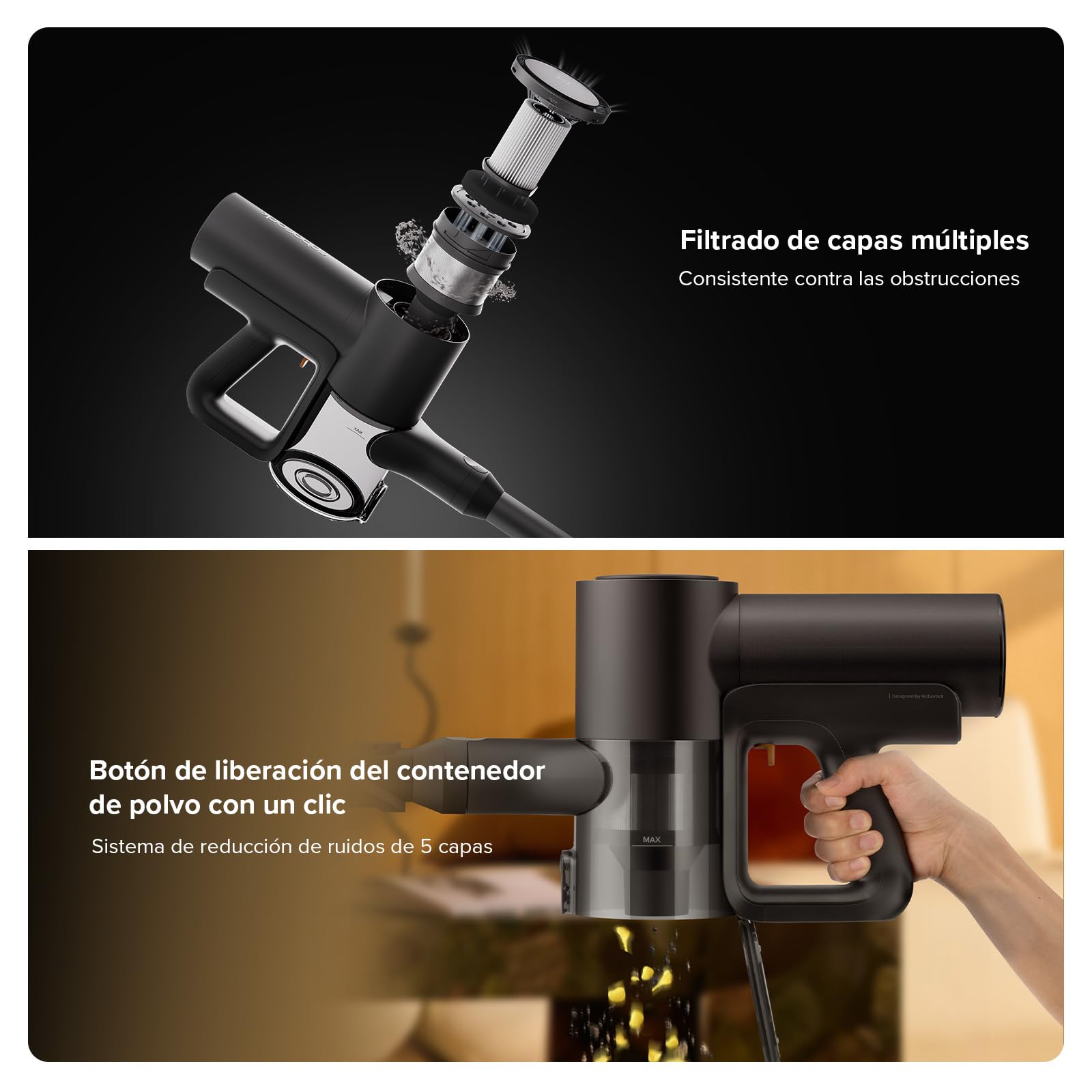 Aspiradora Roborock F25 Combo Blanco Inalámbrica 5 en 1 Multisuperficie para Suciedad Seca y Húmeda