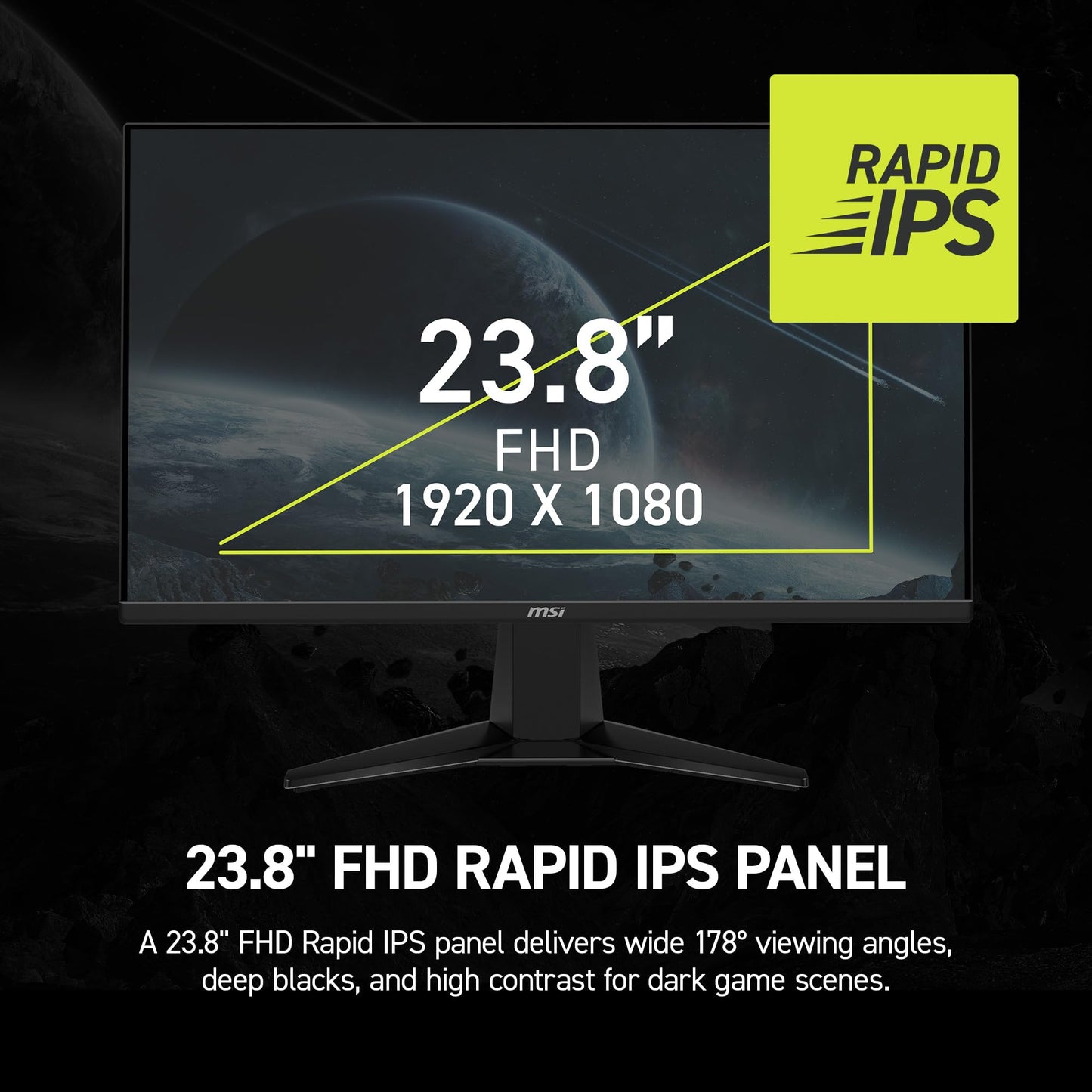 MSI mag 245F X24 Monitor para Juegos de 24 Pulgadas 1920 x 1080 (FHD), 240 Hz, FreeSync Premium, Compatible con HDR, HDMI, Puerto VGA, Montaje VESA, inclinable, Marco Delgado de 4 Lados 0,5 ms, Negro