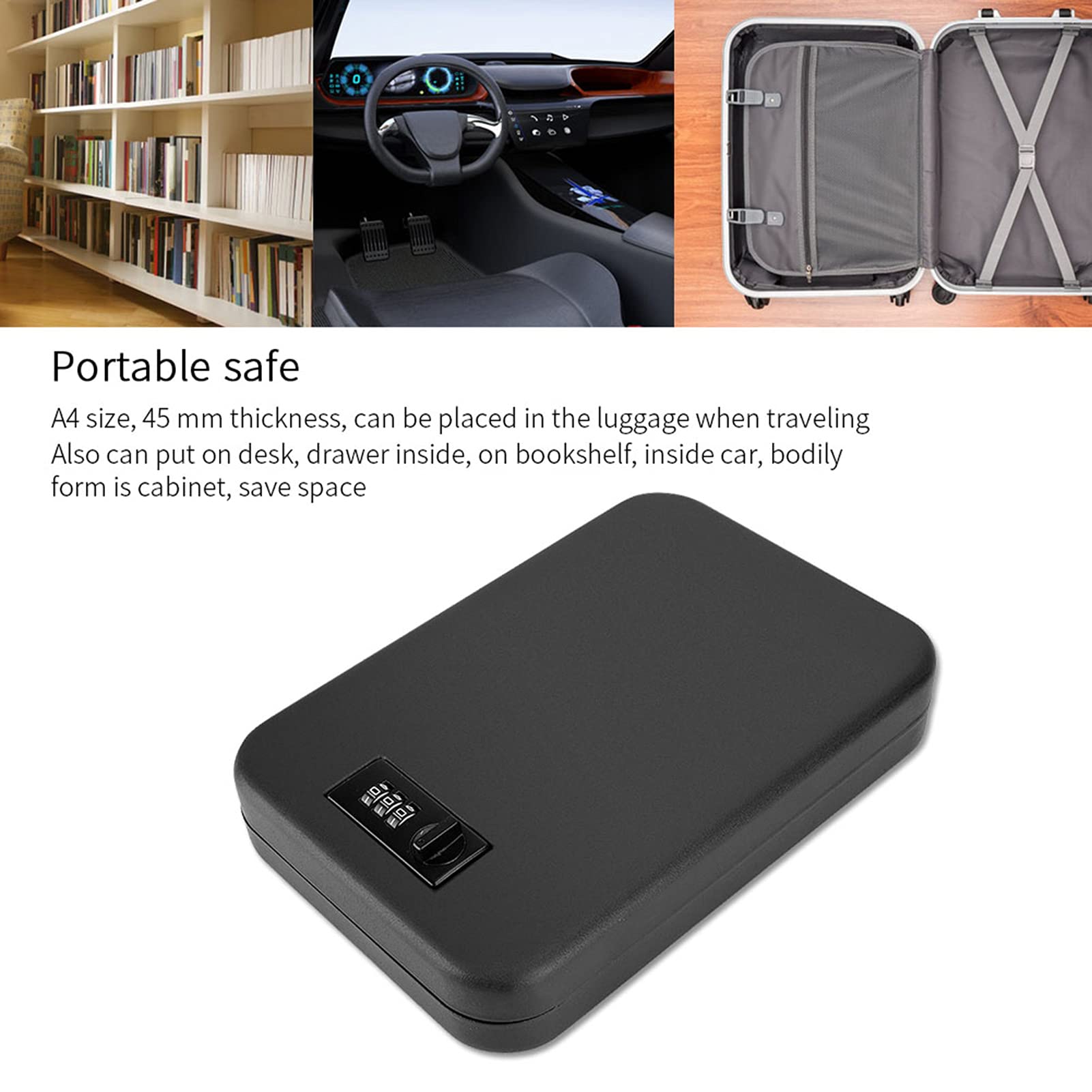 Caja de Seguridad Portátil, Caja de Almacenamiento para Objetos de Valor, Cash, Joyas, Para el Hogar, el Garaje y la Granja