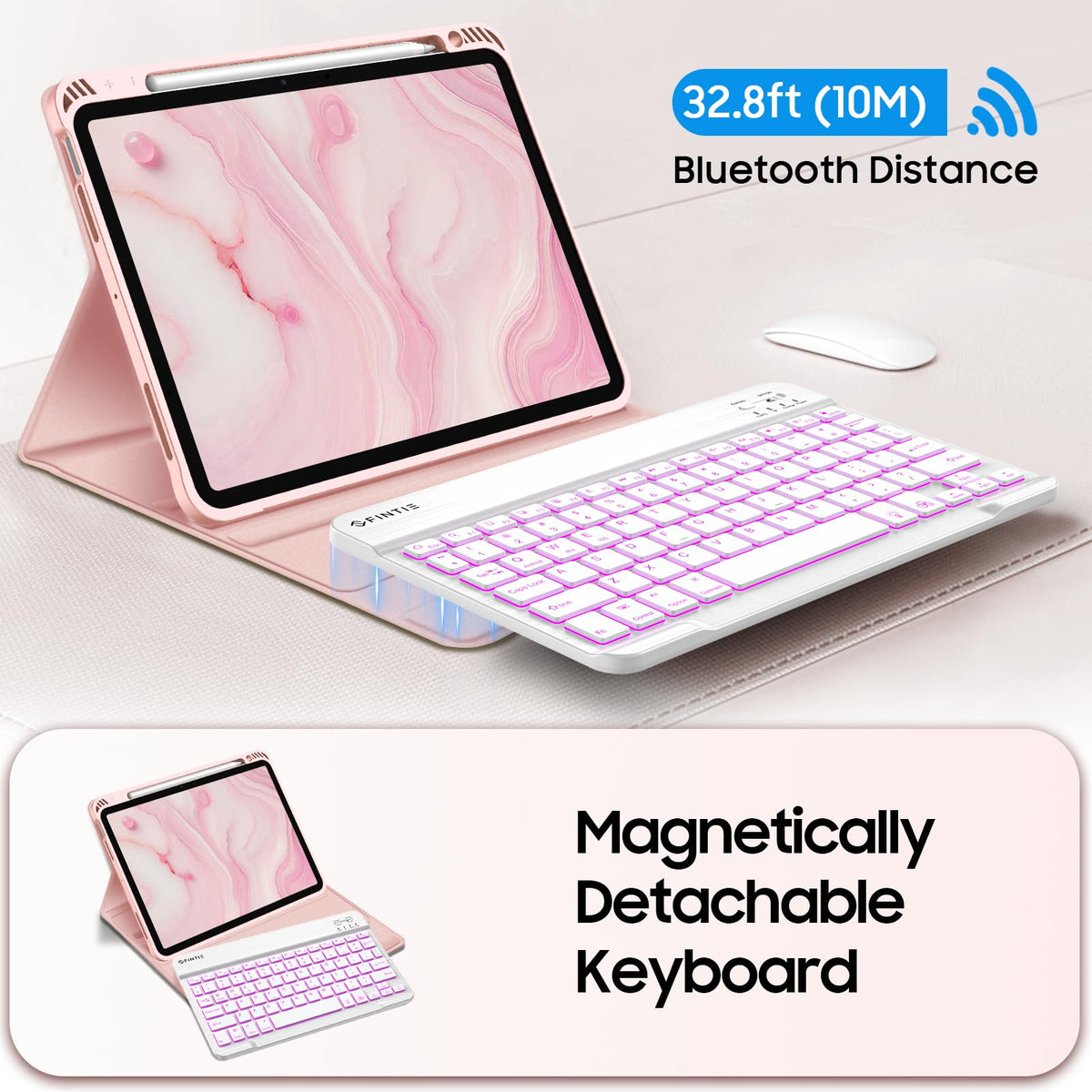 Funda con Teclado iPad Air Fintie Negra TPU Suave con Teclado Bluetooth Desmontable magnéticamente