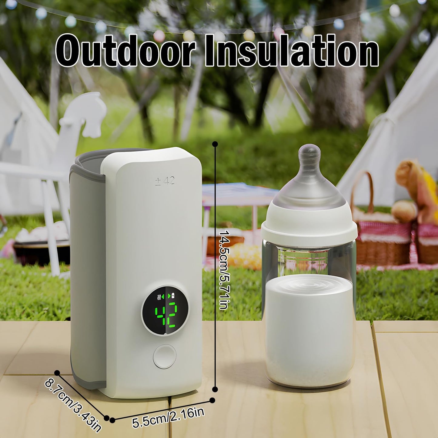 Flashstar Calentador de biberones portátil, calentamiento rápido con pantalla de temperatura a batería, calentamiento de leche sin agua para una alimentación cómoda del bebé en cualquier lugar.
