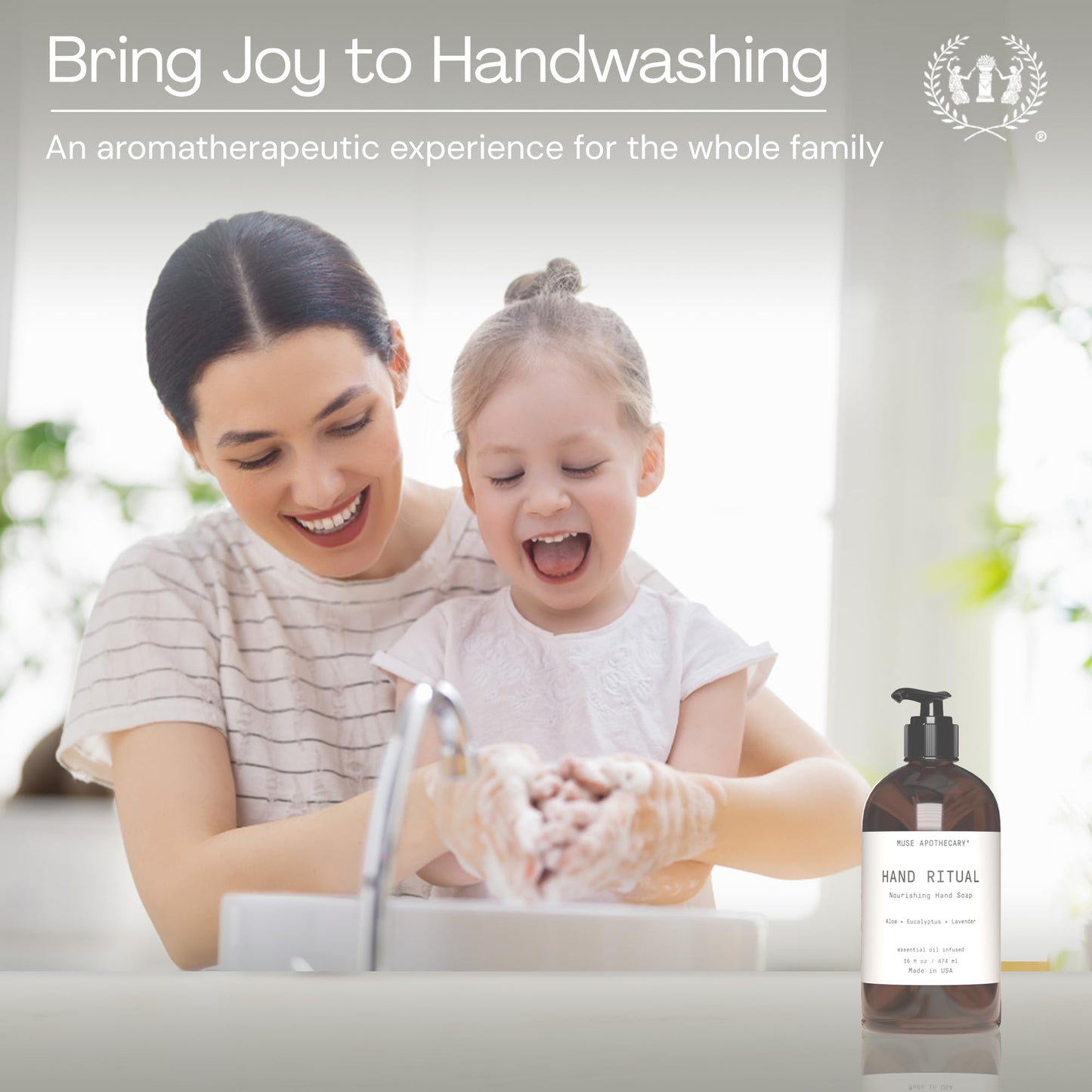 Muse Apothecary Hand Ritual – Jabón de manos aromático y nutritivo, infundido con aceites esenciales naturales de aromaterapia, certificado USDA, base biológica, 16 onzas, flor de lavanda, paquete de