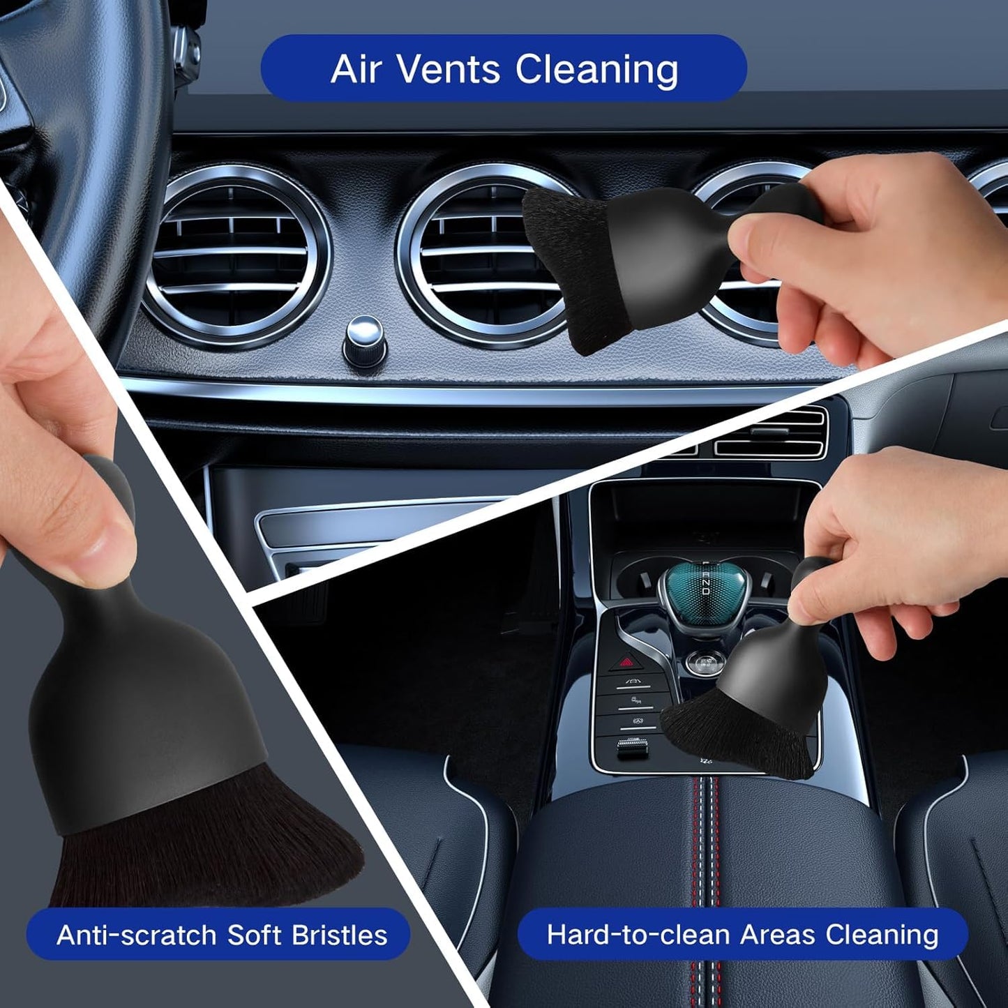 Korins 33Pzs Juego de Cepillos para Coches, Kit de Limpieza del Coche, Kit de Detallado del Coche, Cepillos de Limpieza, Herramienta para Limpiar el Parabrisas del Coche