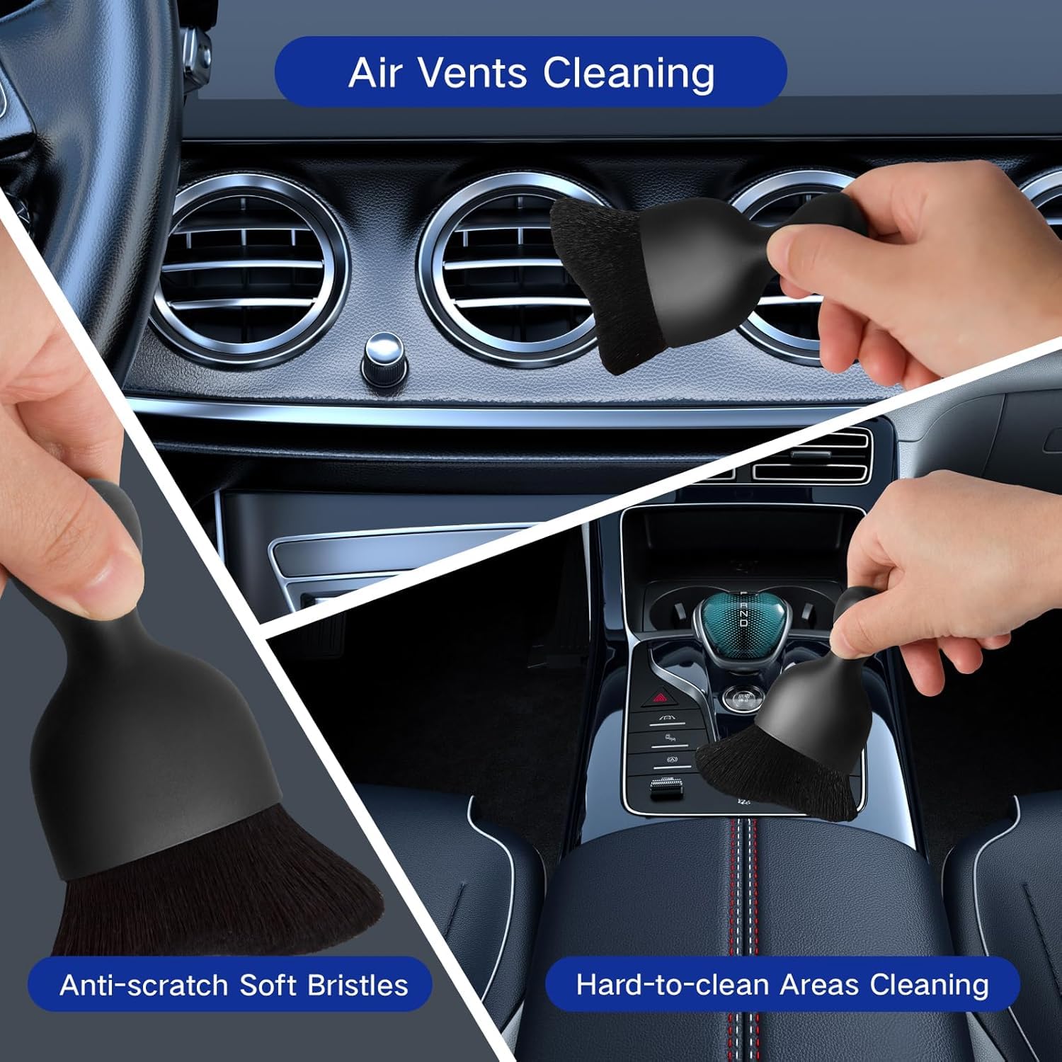 Korins 33Pzs Juego de Cepillos para Coches, Kit de Limpieza del Coche, Kit de Detallado del Coche, Cepillos de Limpieza, Herramienta para Limpiar el Parabrisas del Coche