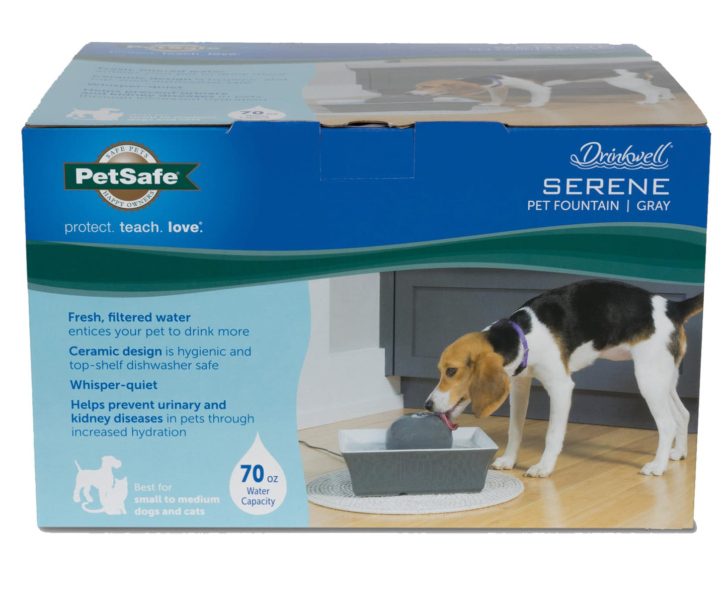 Fuente de Agua para Mascotas PetSafe Drinkwell Seascape Cerámica Blanca con Diseño Moderno Cuadrado