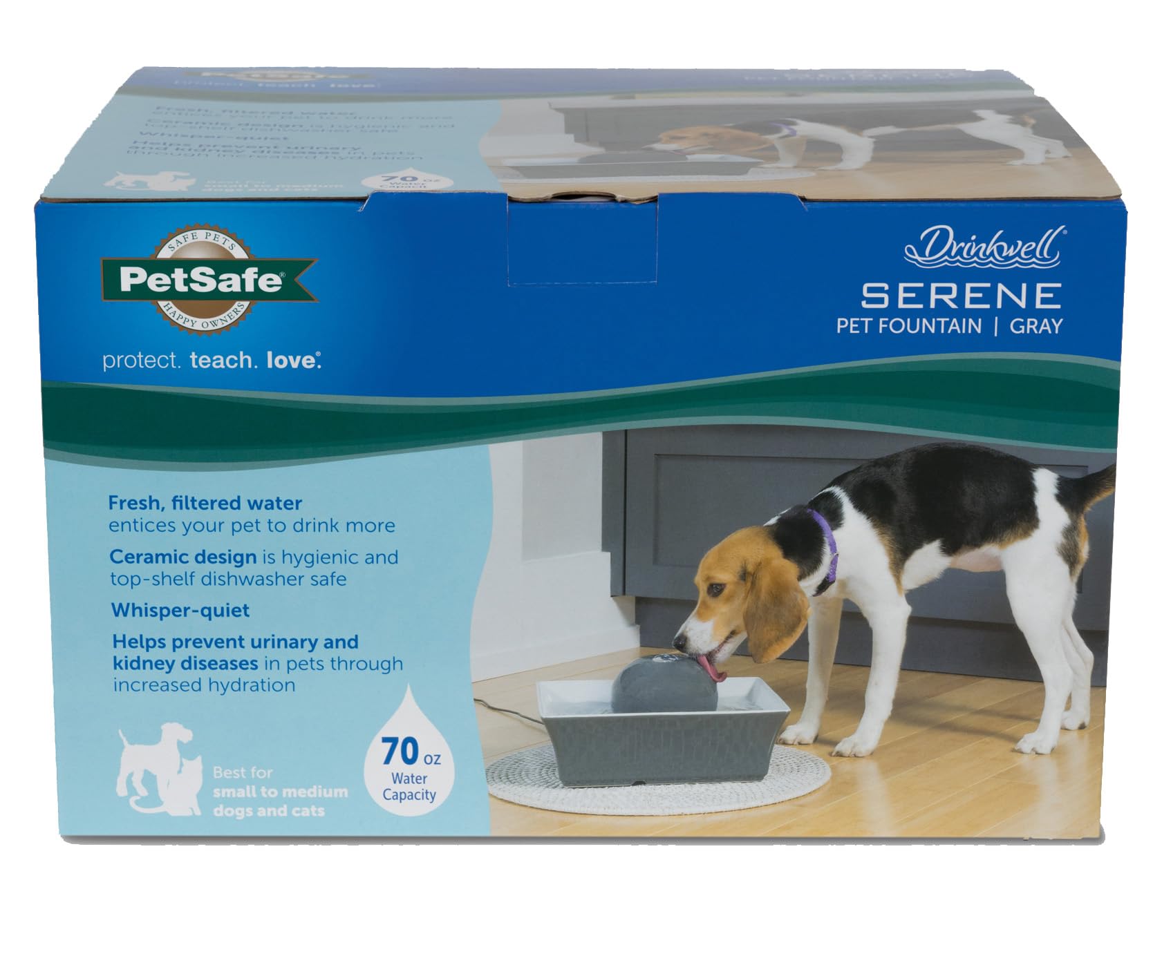 Fuente de Agua para Mascotas PetSafe Drinkwell Seascape Cerámica Blanca con Diseño Moderno Cuadrado