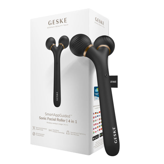 Rodillo Facial Sónico GESKE 4 en 1 SmartAppGuided Reafirma y Define la Piel
