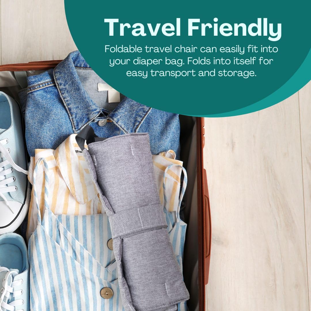 Silla alta portátil para viajes por Baby Pick – Asiento de arnés, equipo plegable y ligero, correas ajustables para bebés y niños pequeños, compacta y segura, lavable a máquina, imprescindible para