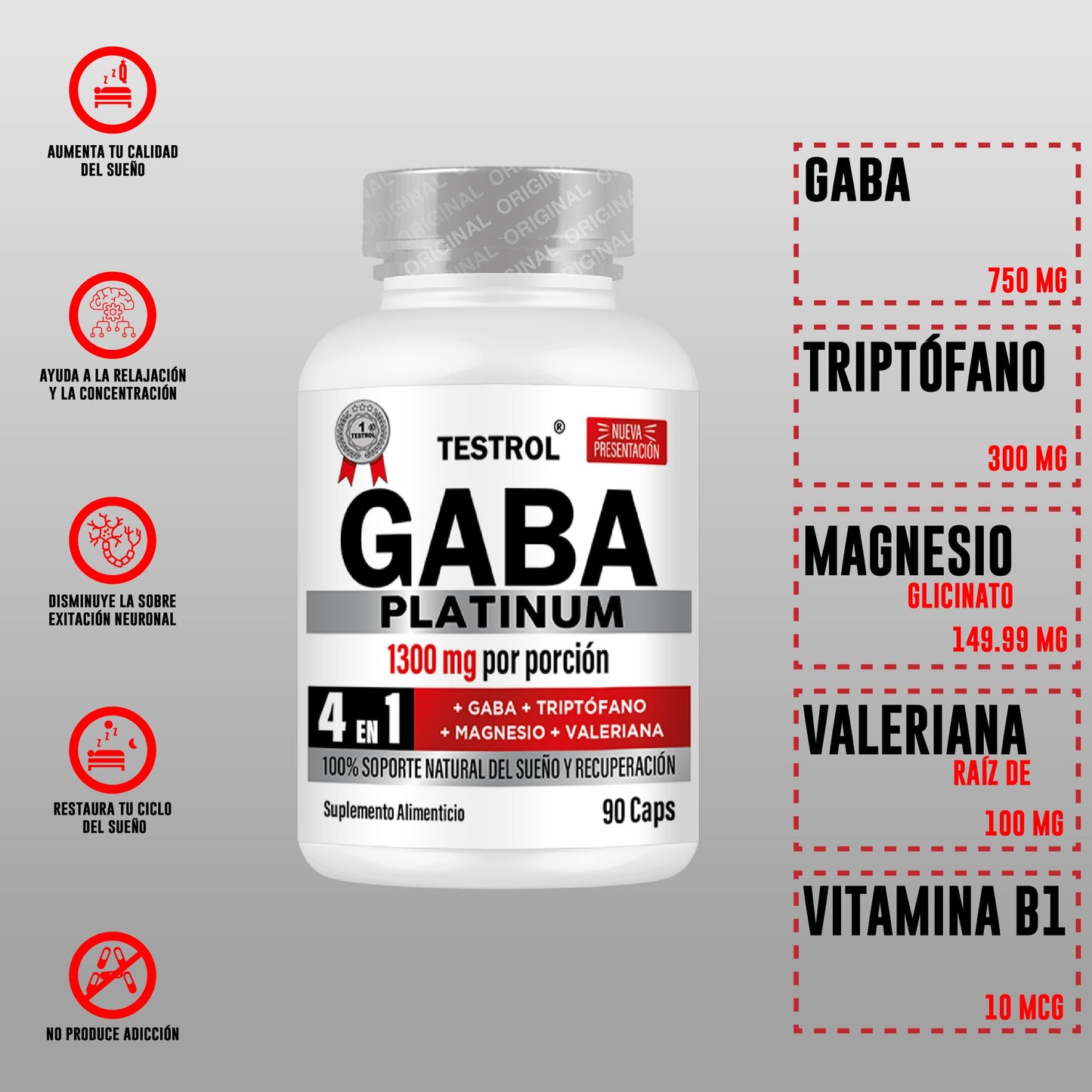 Cápsulas Testrol Gaba Platinum 4 en 1 para un Óptimo Descanso