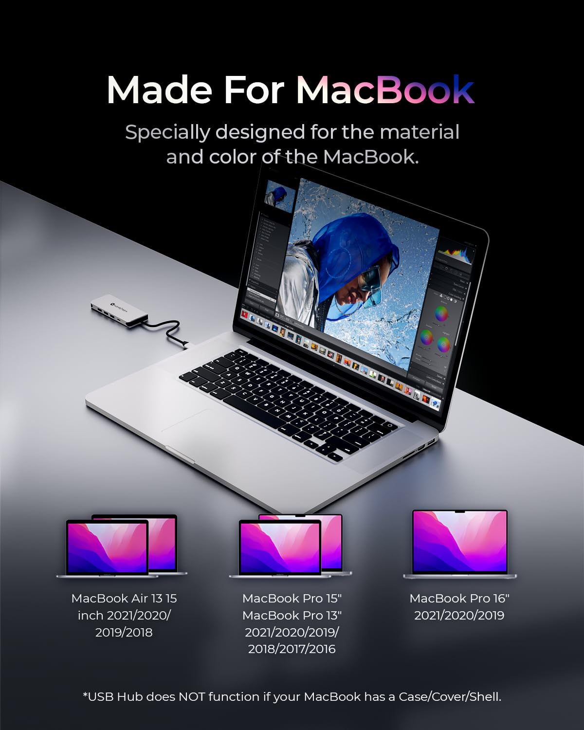Adaptador Multiport USB C 12 en 1 NOV8Tech Gris Espacial con 4K HDMI y Power Delivery 100W para M1 MacBook Pro Air y Portátiles USB C