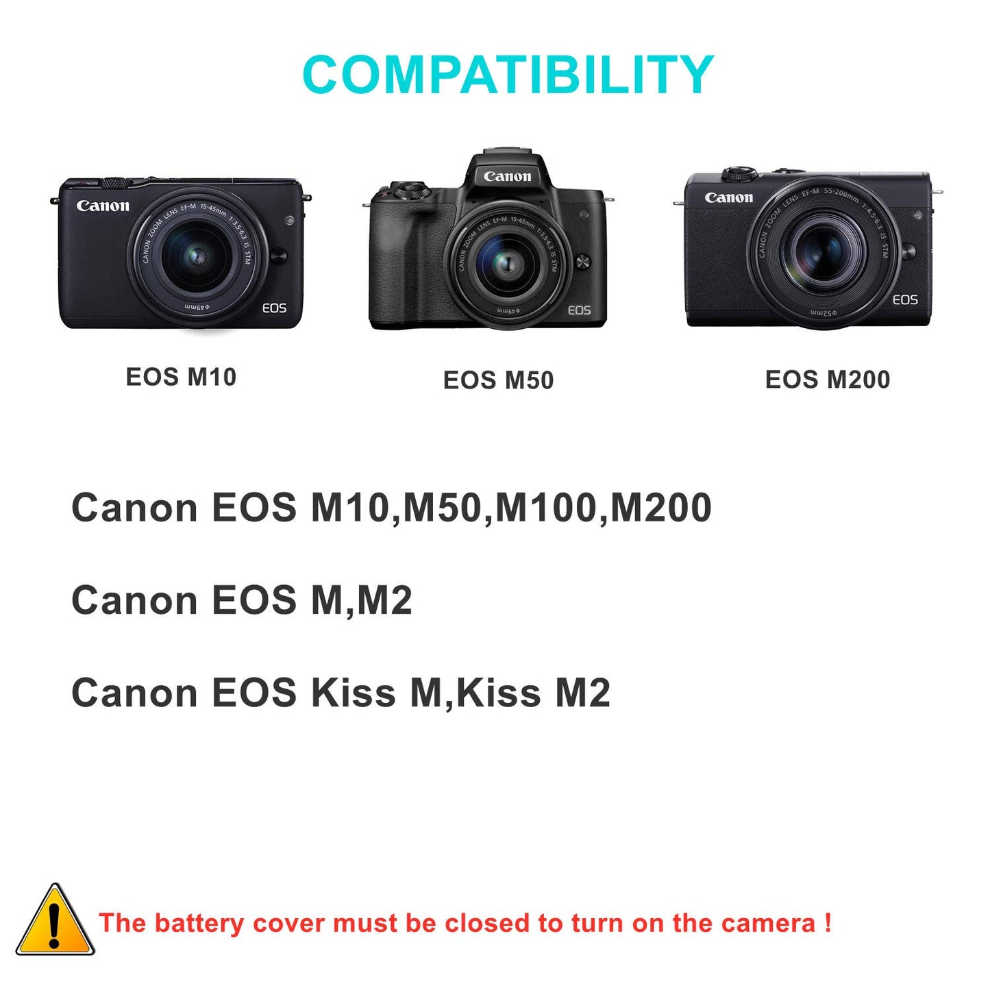 Tengdaxing ACK-E12 Adaptador de corriente LP-E12 Kit de batería simulada con cable para cámaras Canon EOS M, M2, M10, M50, M50 Mark II, M100, M200, Kiss M, M2