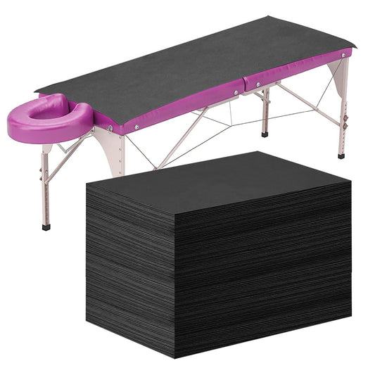 Framendino, paquete de 50 sábanas desechables de masaje negro, gris, impermeable, tela no tejida, transpirable, para silla de salón, hotel, camas de pestañas