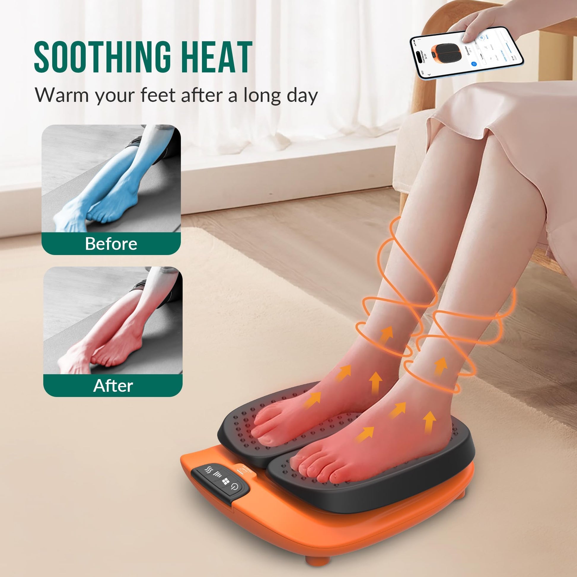 Masajeador de Pies Snailax Vibración y Calor Control de Aplicaciones Ajustable para Circulación y Fascitis Plantar